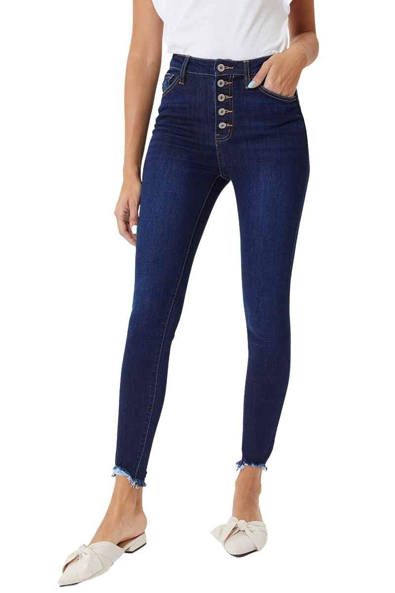 Kan Can Women's High Rise Button Fly Distressed Super Skinny Jeans - Trendy Stretch Denim Pants for Casual Outfits & Night Out | Perfect for Date Nights, Parties and Everyday Wear
