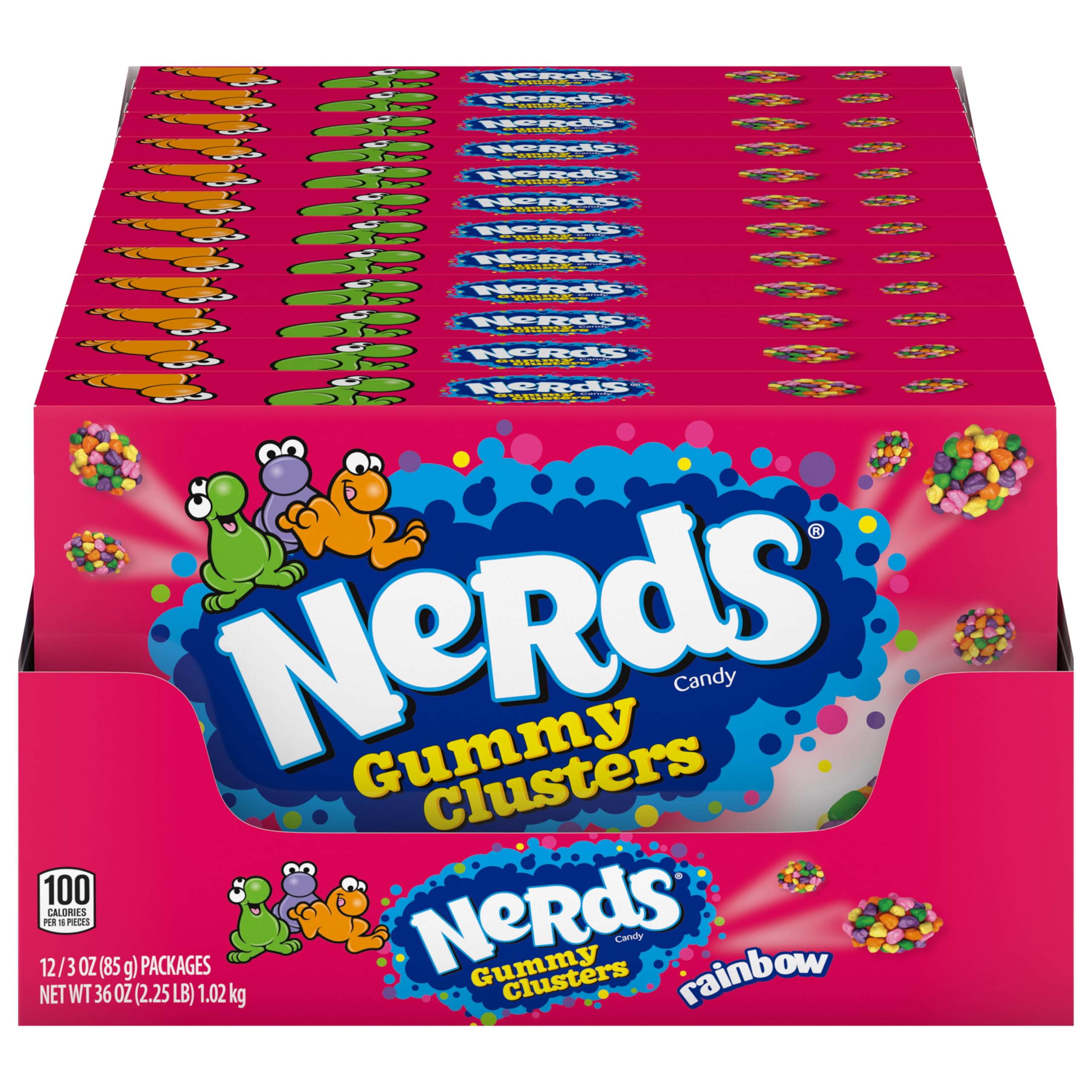 Nerds Gummy Clusters Candy - Rainbow Flavor - 3oz Movie Theater Candy Boxes (12 Pack) | Bulk Candy for Parties, Halloween Treats & Movie Night Snacks
