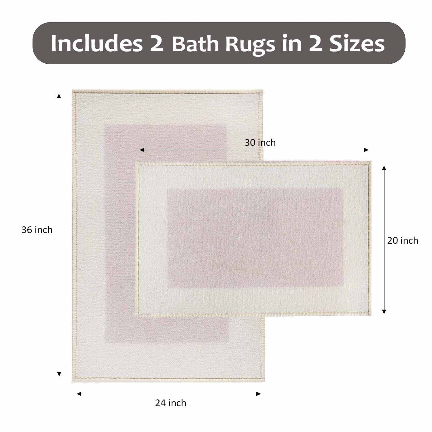 Non-Slip Machine Washable Bath Mat Set - Soft Absorbent Bathroom Rug for Shower, Tub & Floor - Home Decor & Safety (Rome Style) - Perfect for Bathrooms, Laundry Rooms & Spa Areas
