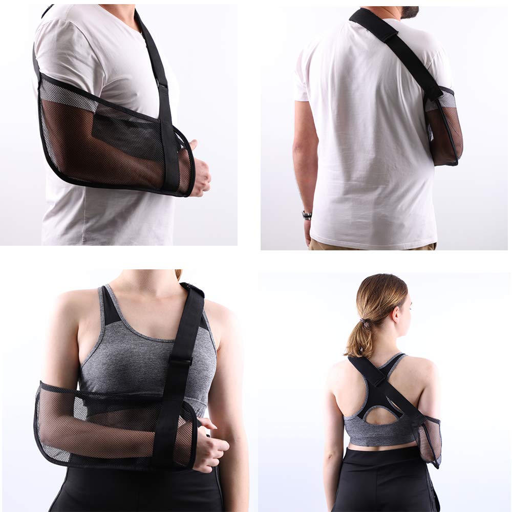 Post-Surgery Shoulder Sling for Rotator Cuff Recovery - Adjustable Mesh Arm Support Brace for Men & Women (Black) - Ideal for Showering, Bathing & Daily Mobility After Shoulder Surgery