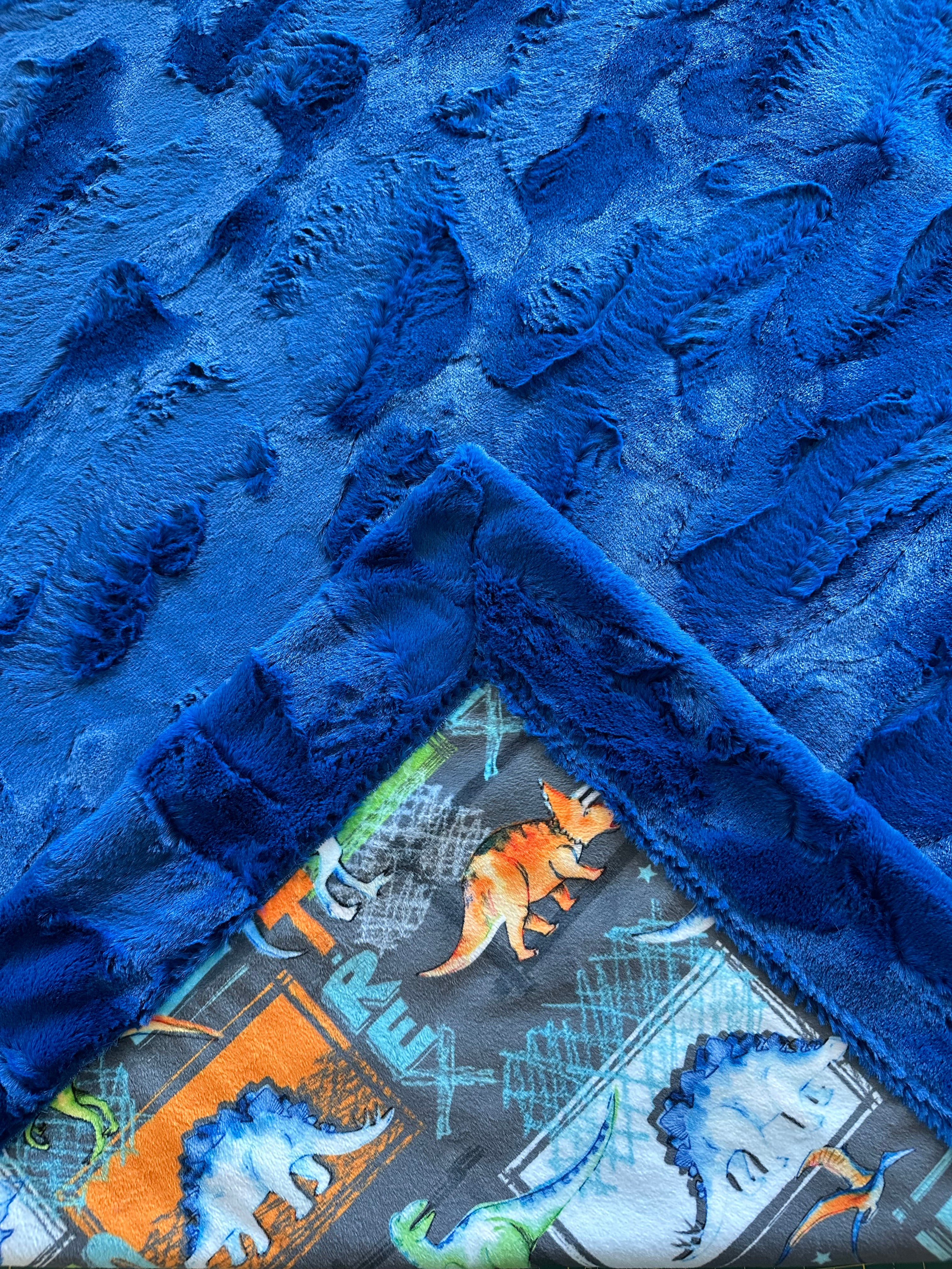 Premium T-Rex Dinosaur Graphite Print on Royal Blue Fleece Toddler Blanket 45x55 Inches with Matching Pillowcase - Soft Nursery Bedding for Boys & Girls, Perfect for Naptime, Playtime and Baby Shower Gifts