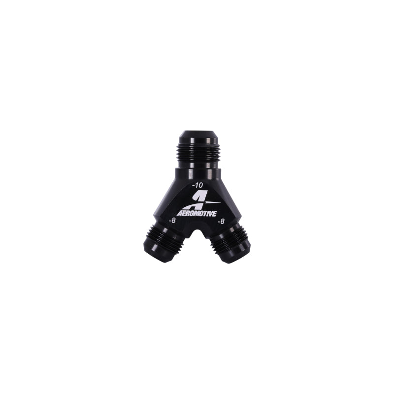 Aeromotive Y Block AN 06 Fuel Line Fitting - 2x AN 06 Ports for High Performance Fuel Systems | Perfect for Racing, Automotive Upgrades & Custom Fuel Line Installations