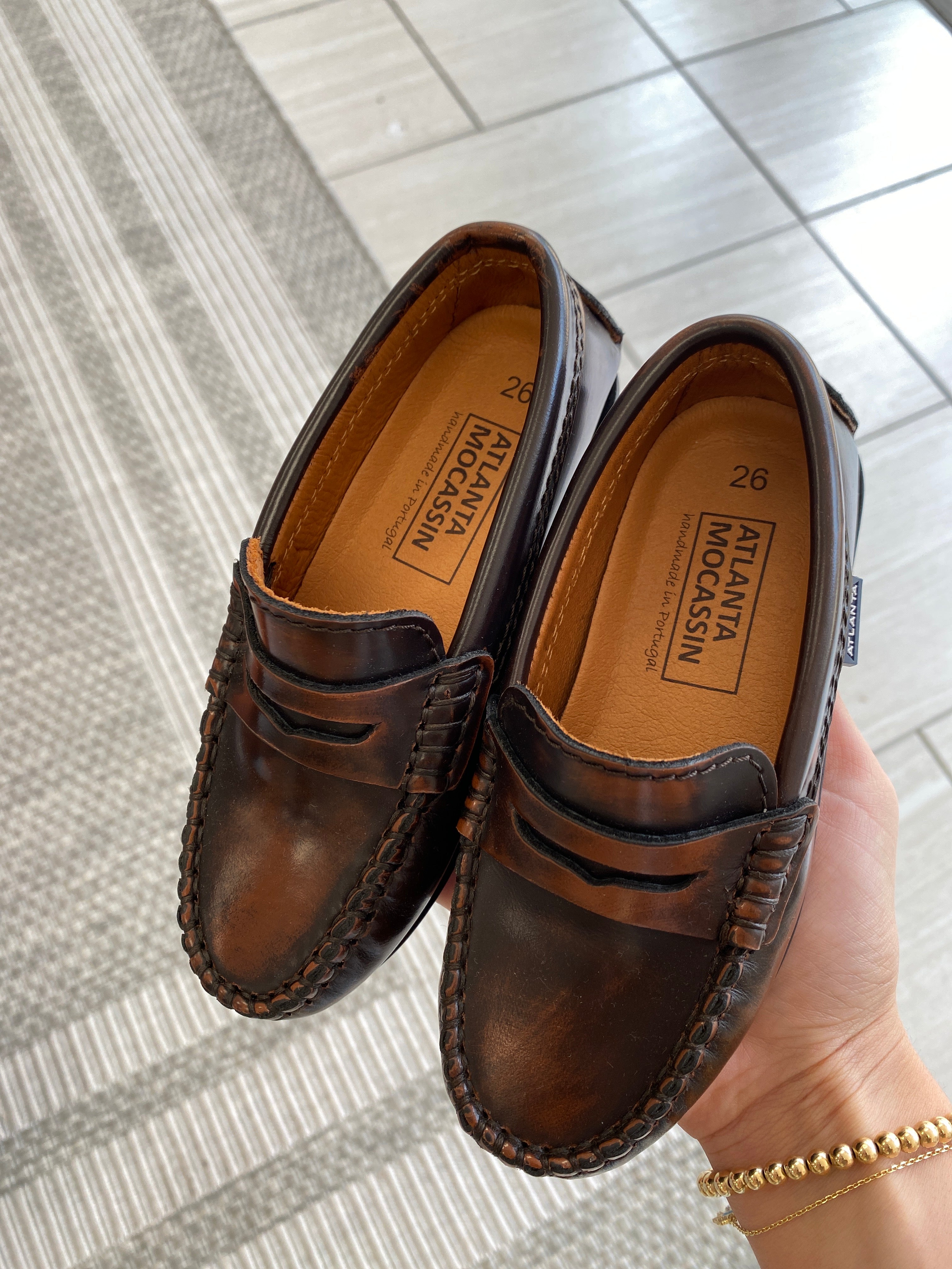 Atlanta Mocassin Brown Brushed Penny Loafers - Classic Men's Slip-On Dress Shoes for Business, Office & Formal Occasions