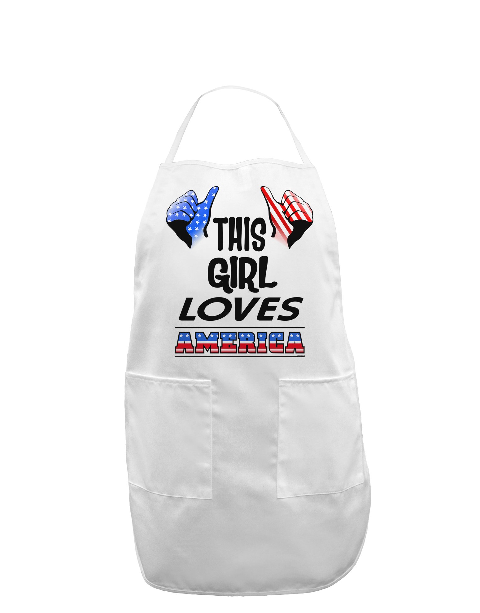 This Girl Loves America Adult Apron - Patriotic Kitchen Apron for Women, Cooking & Grilling - Perfect for 4th of July, BBQs & American Pride Events