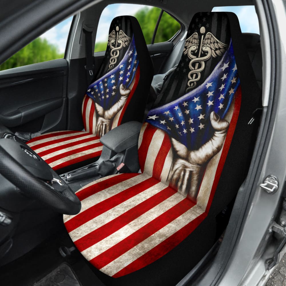 Patriotic Nurse American Flag Car Seat Covers - Premium Quality USA-Themed Auto Accessories for Nurses & Healthcare Workers - Perfect for Cars, Trucks & SUVs