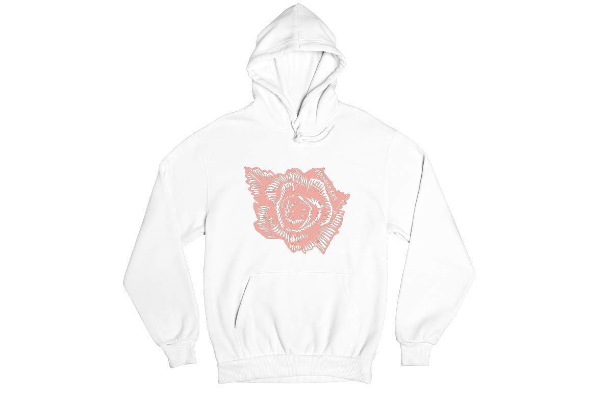 Vintage Rose Floral Cotton Hoodie Sweatshirt - Fashion Design Women's Pullover for Casual Wear, Street Style & Spring Outfits