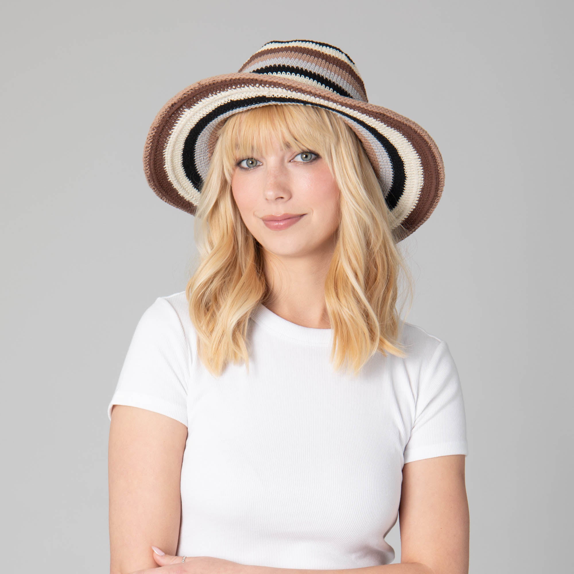 Stylish Women's Crocheted Brim Hat - Fashionable Sun Protection for Outdoor Activities, Beach Vacations & Summer Adventures