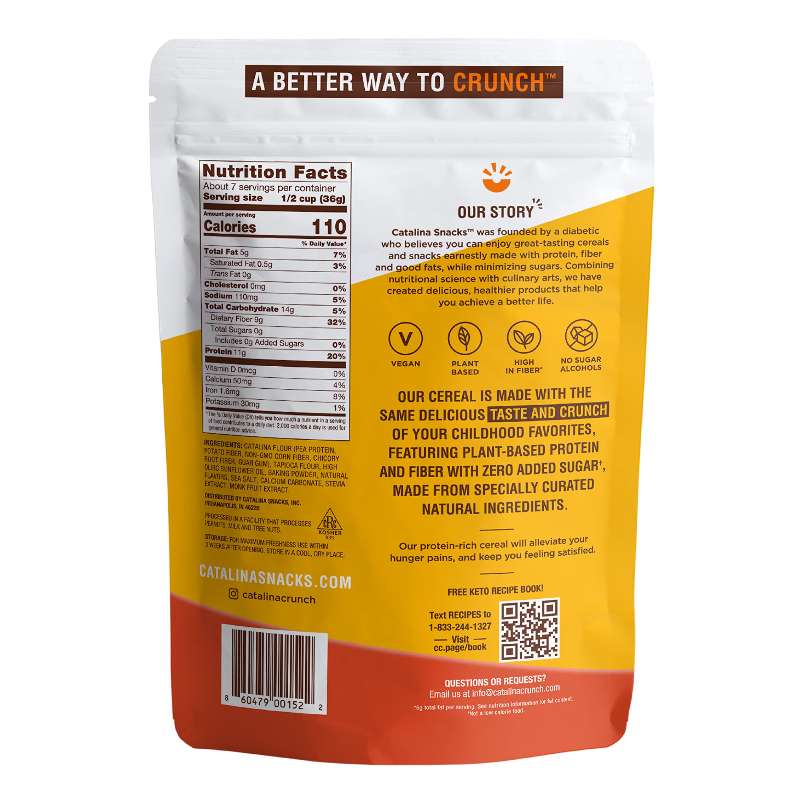 Catalina Crunch Cinnamon Toast Cereal - Low Carb, Keto Friendly, Sugar Free, Gluten Free, Vegan & Plant Based Protein Breakfast Cereal | Perfect for Healthy Morning Meals, Weight Management & Keto Diet Lifestyles