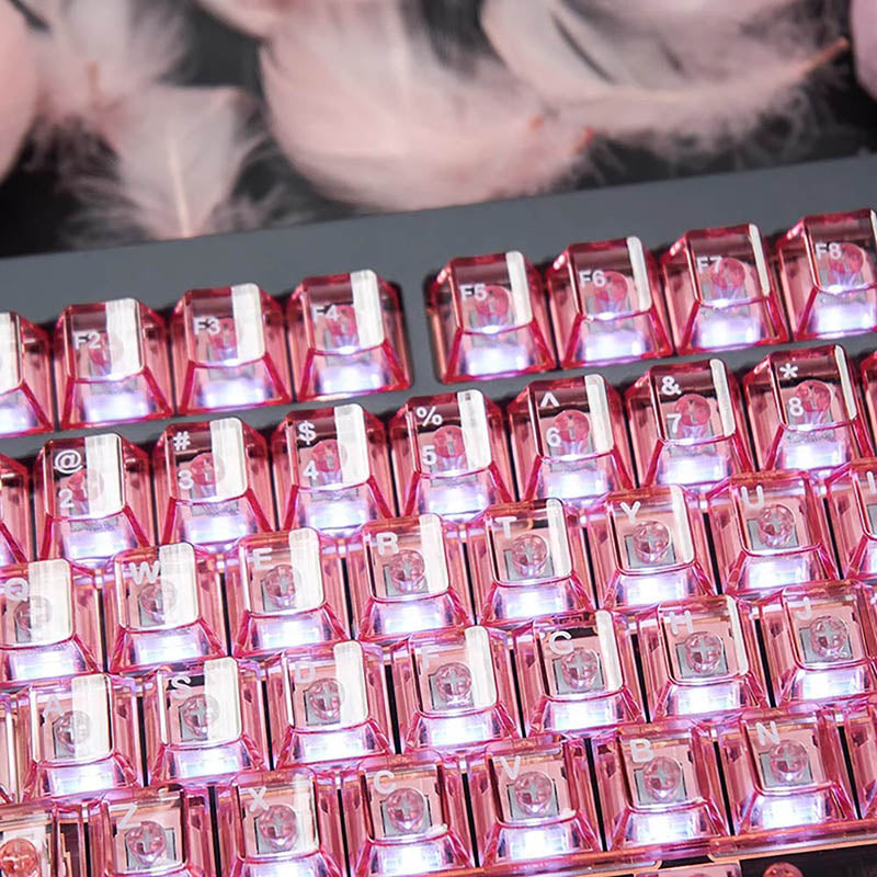 ACGAM Cherry Profile Transparent Keycaps Set - 129 Keys PBT Keycaps for Mechanical Keyboards - Perfect for Gaming, Typing & Office Use
