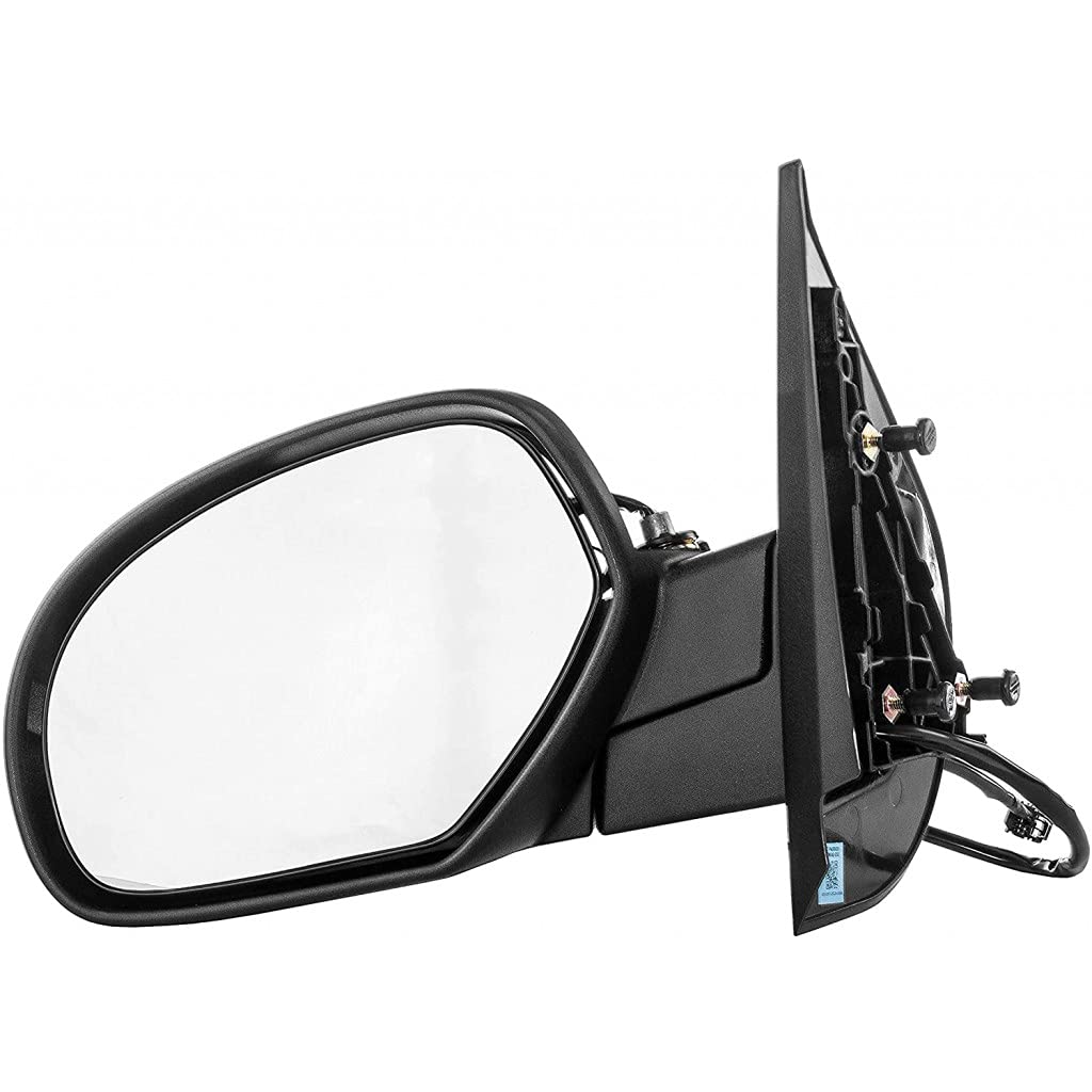 2007-2013 Chevy Silverado 2500/3500 HD Driver Side Power Heated Manual Folding Door Mirror Replacement - Painted/Textured Black with 2 Caps - Fits Part Numbers 20843177 & GM1320336 - Perfect for Winter Driving & Truck Upgrades