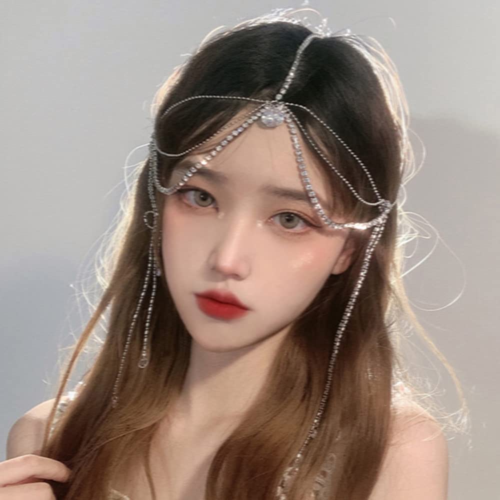 Wiwpar Rhinestone Head Chain Hair Accessory - Multi-Layer Dangle Drop Forehead Headband for Women & Girls | Perfect for Weddings, Parties & Festival Outfits