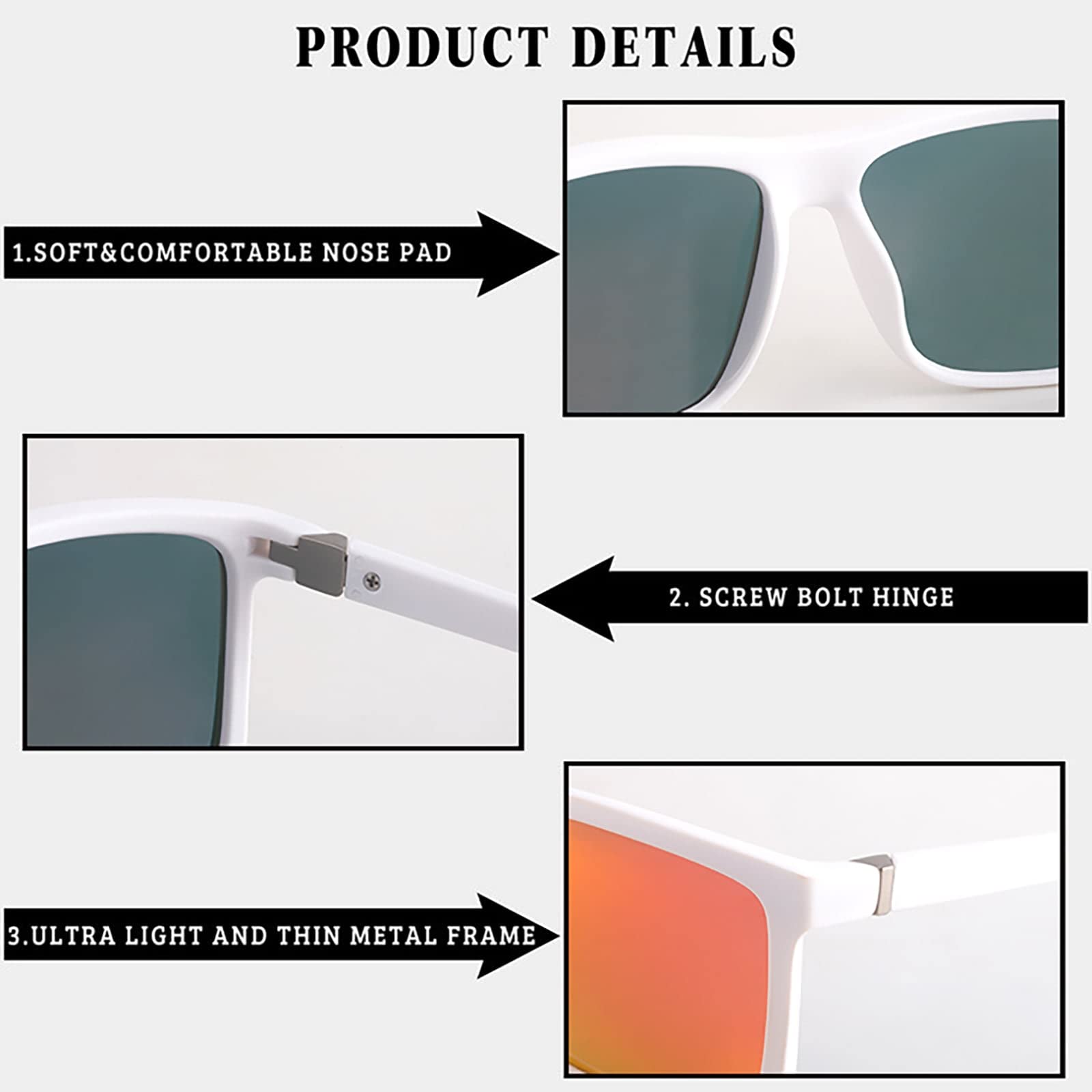 NIEEPA Men's Polarized Sports Sunglasses UV Protection Square Frame NP1007 - Perfect for Running, Cycling & Outdoor Activities