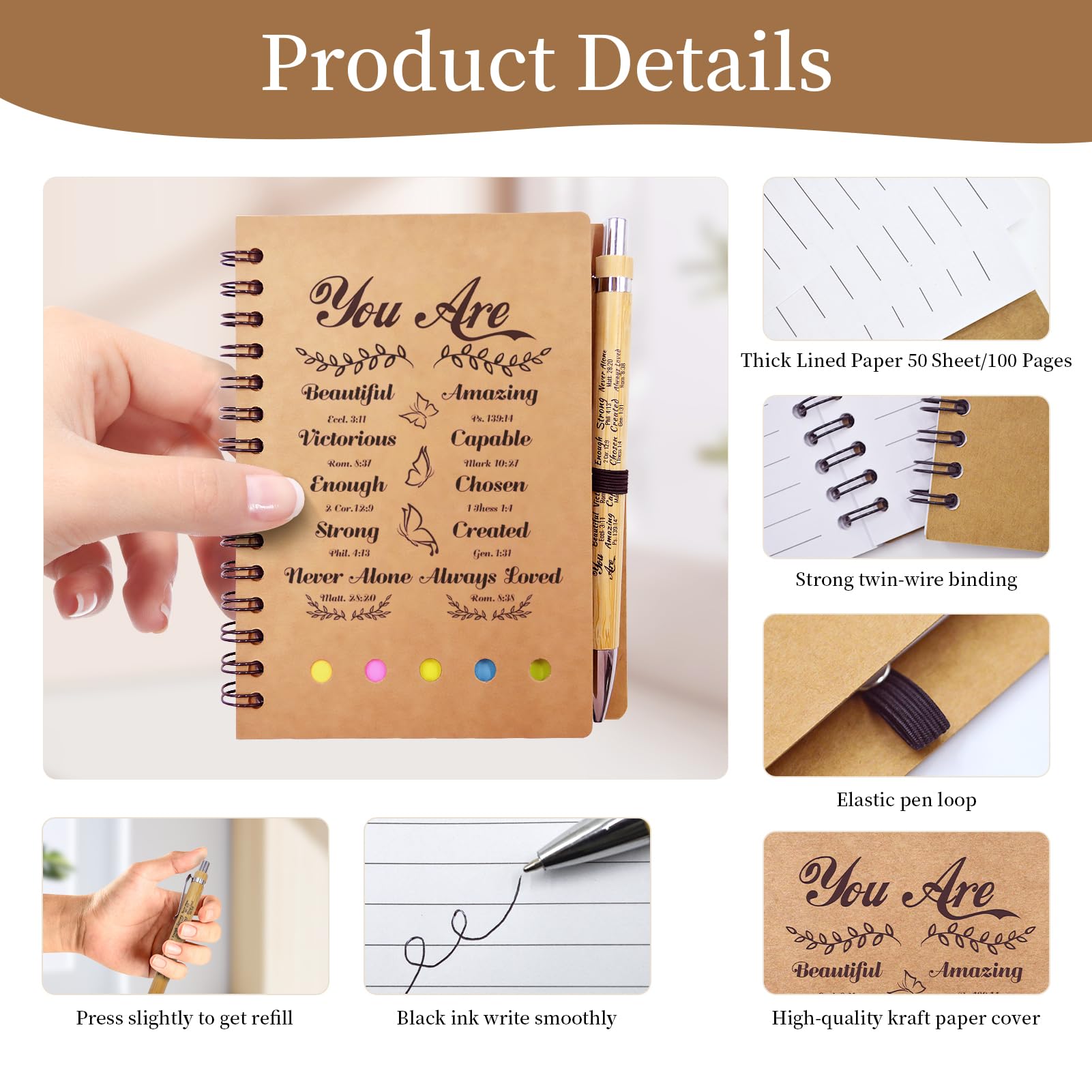 60 Pcs Christian Gifts Bulk - Prayer Journal Set with Bible Verse Pens & Notepads - Inspirational Church Gifts for Pastors, Teachers, Staff - Perfect for Bible Study, Sunday School, Christmas & Thanksgiving Gifting