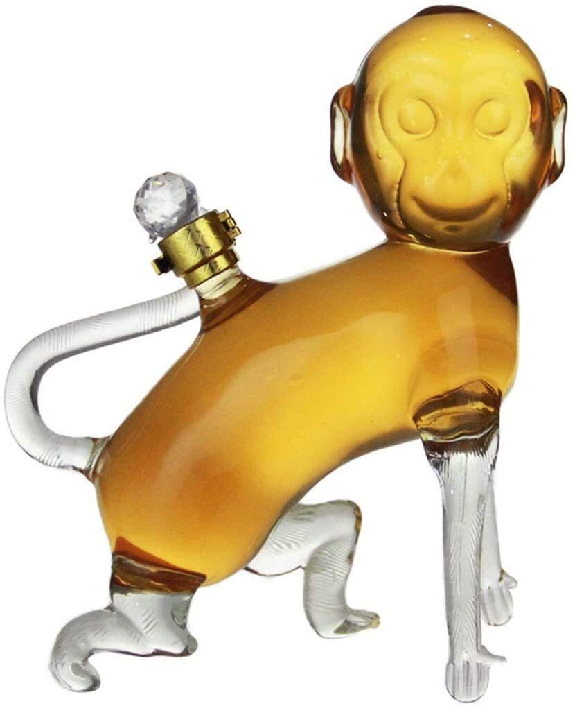 Premium Monkey-Shaped Whiskey Decanter Set with Stopper - 1000ml Glass Carafe for Scotch, Bourbon, Vodka & Liquor - Elegant Home Bar Accessory for Gifts & Entertaining