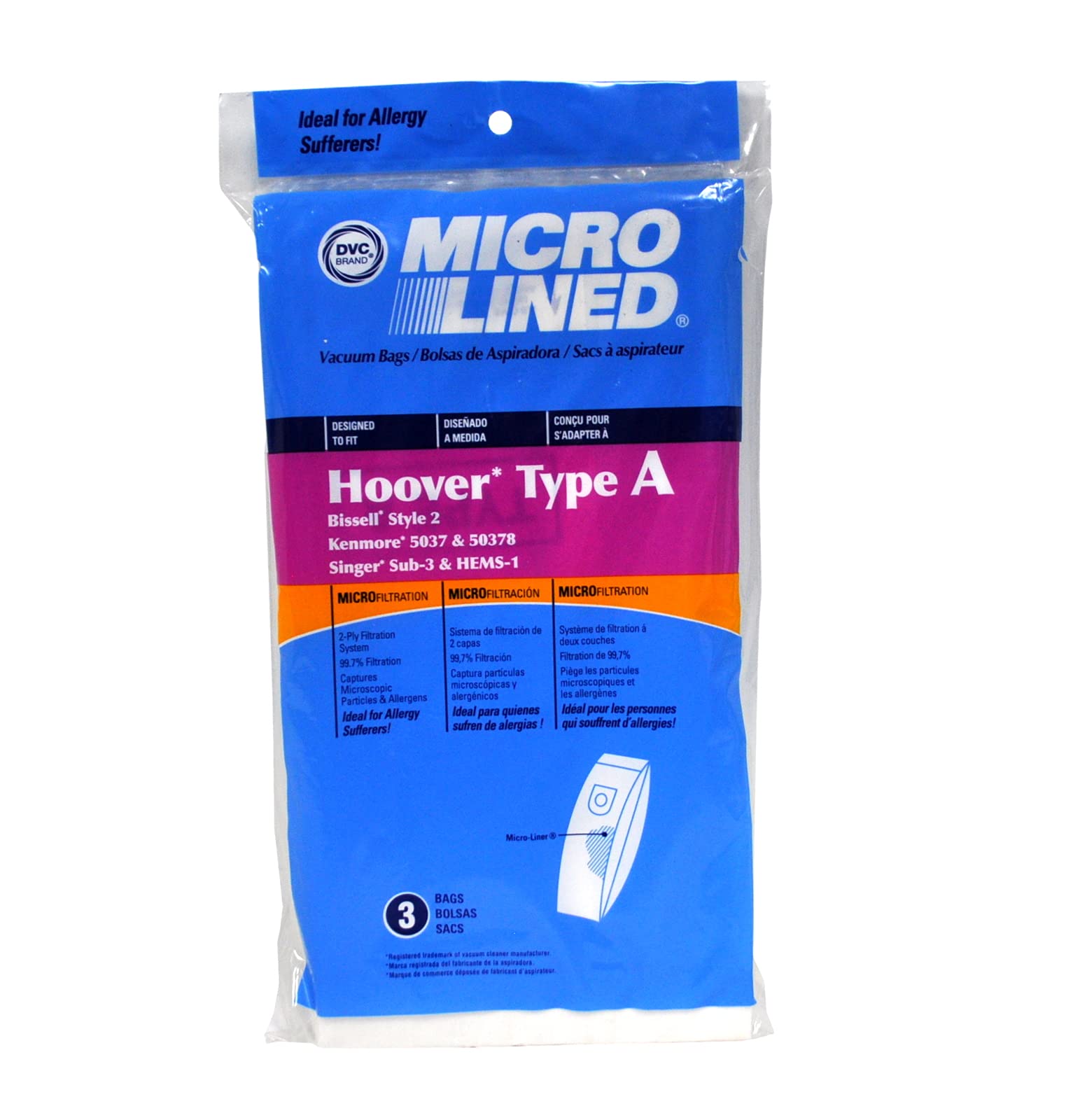 Hoover Type A Vacuum Bags 433896 | DVC Replacement Bags for Hoover Vacuums | Perfect for Home Cleaning & Pet Hair Removal