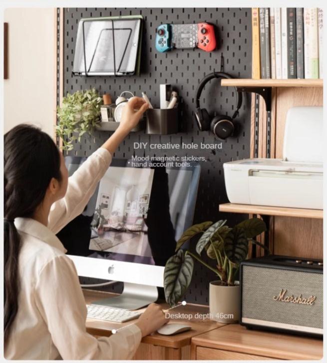 Oak Solid Wood Wall Hanging System & Storage Rack Combo - Durable Wooden Shelf Organizer for Kitchen, Bathroom, Bedroom & Office Storage Solutions