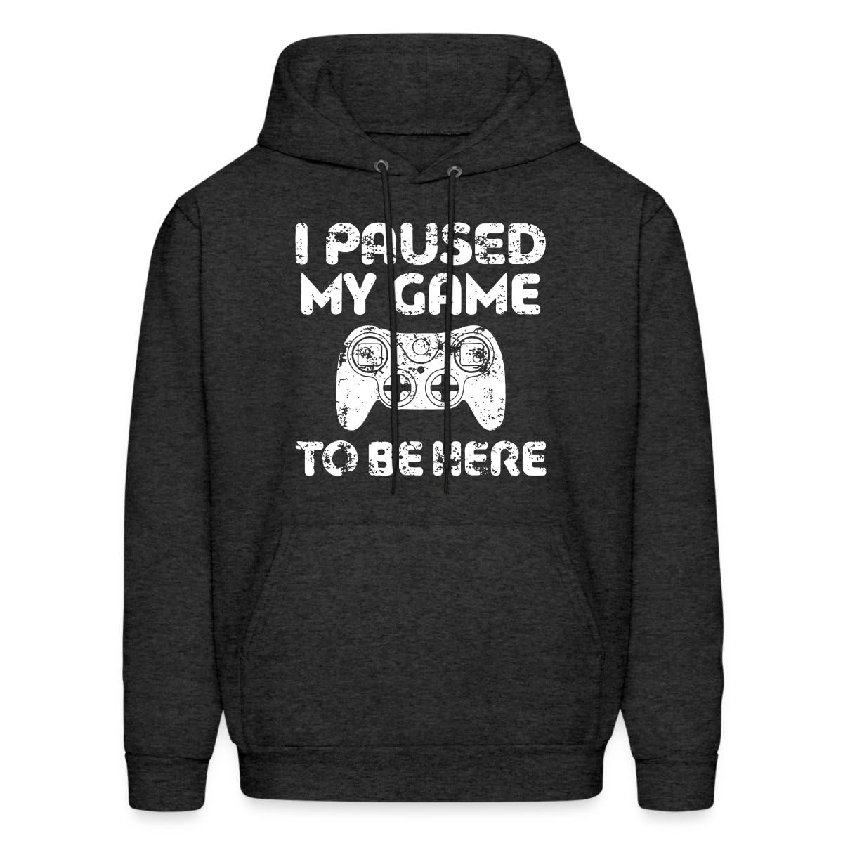 Spreadshirt Men's Video Gamer Hoodie - I Paused My Game To Be Here - Soft Cotton Pullover Sweatshirt for Gaming, Casual Wear & Lounge