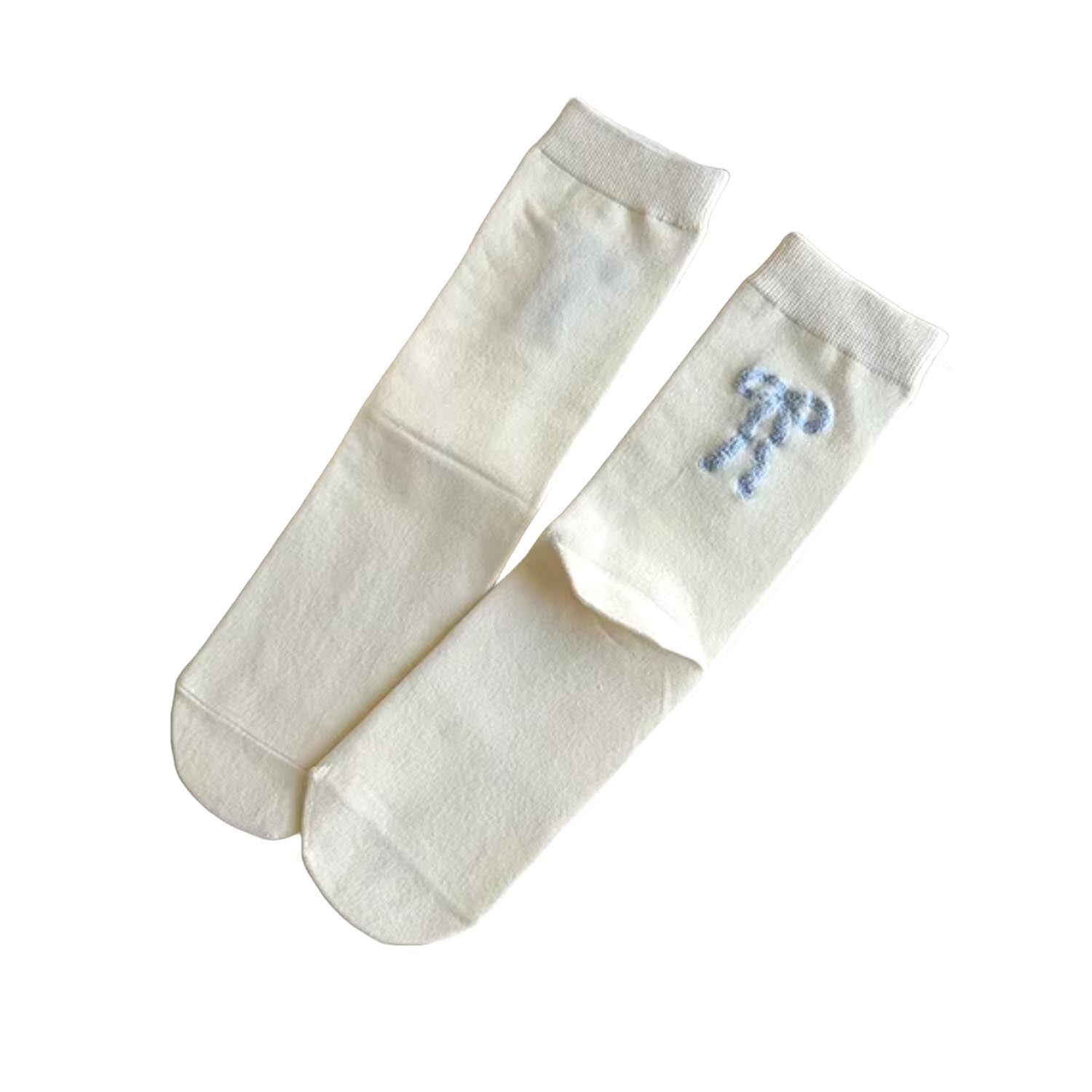 FLOOF Betty Bow Socks for Women - Cute White Ankle Socks with Bowknot Detail | Perfect for Casual Wear, Gifts, and Everyday Comfort