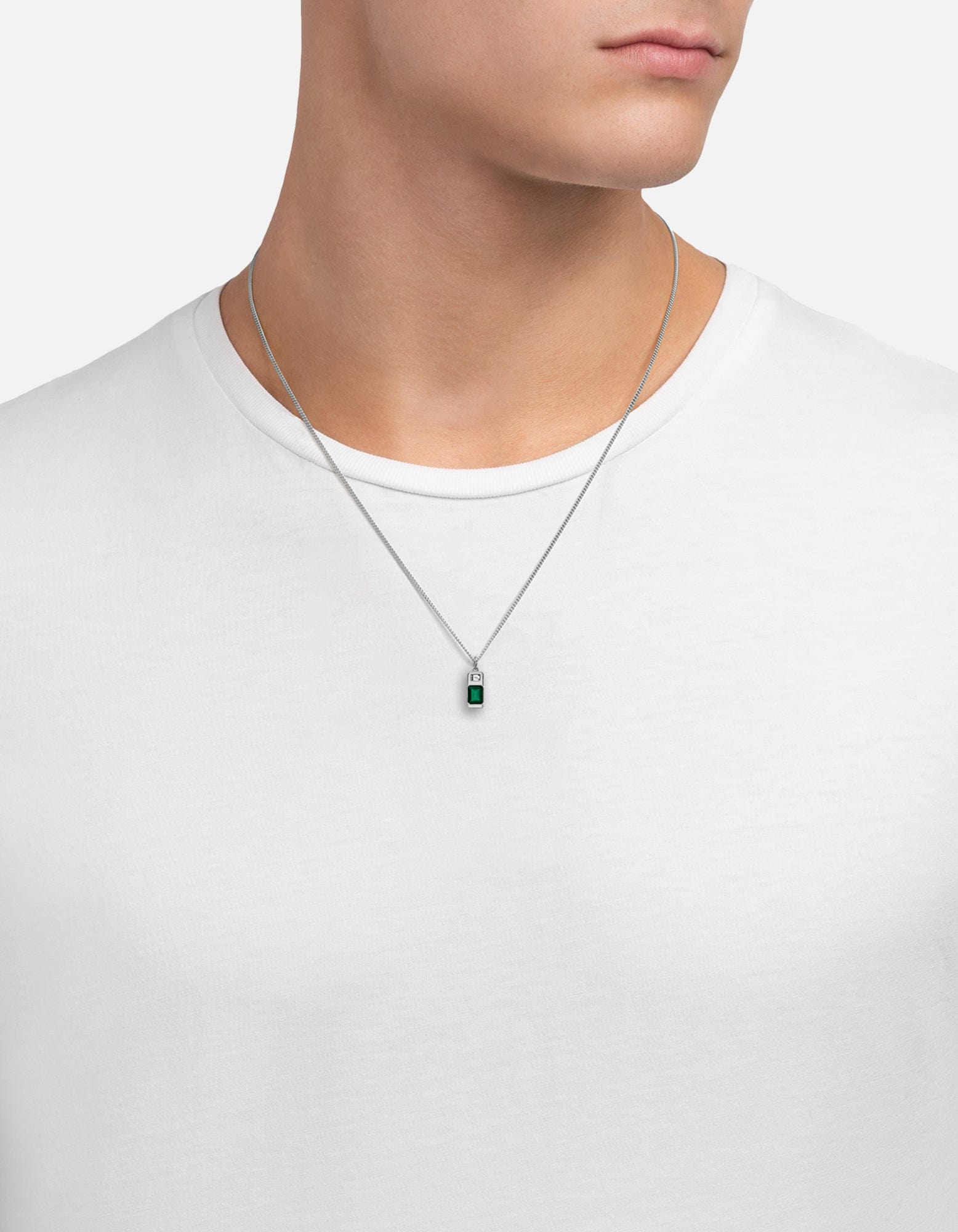 Everett Agate Necklace - Sterling Silver Pendant with Baguette Sapphire Accents | Elegant Jewelry Gift for Women | Perfect for Weddings, Parties & Special Occasions