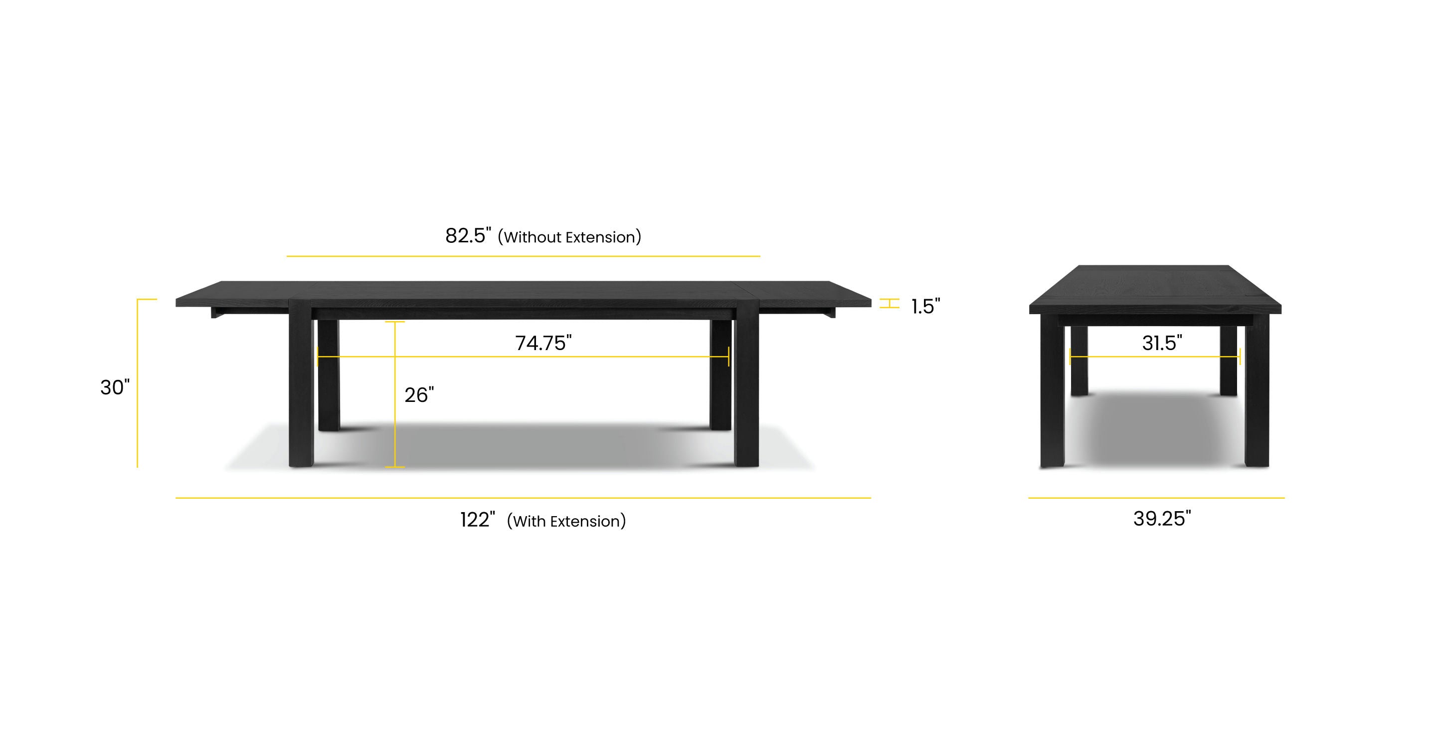 Expandable Dining Table for 6-10 People - 82.5
