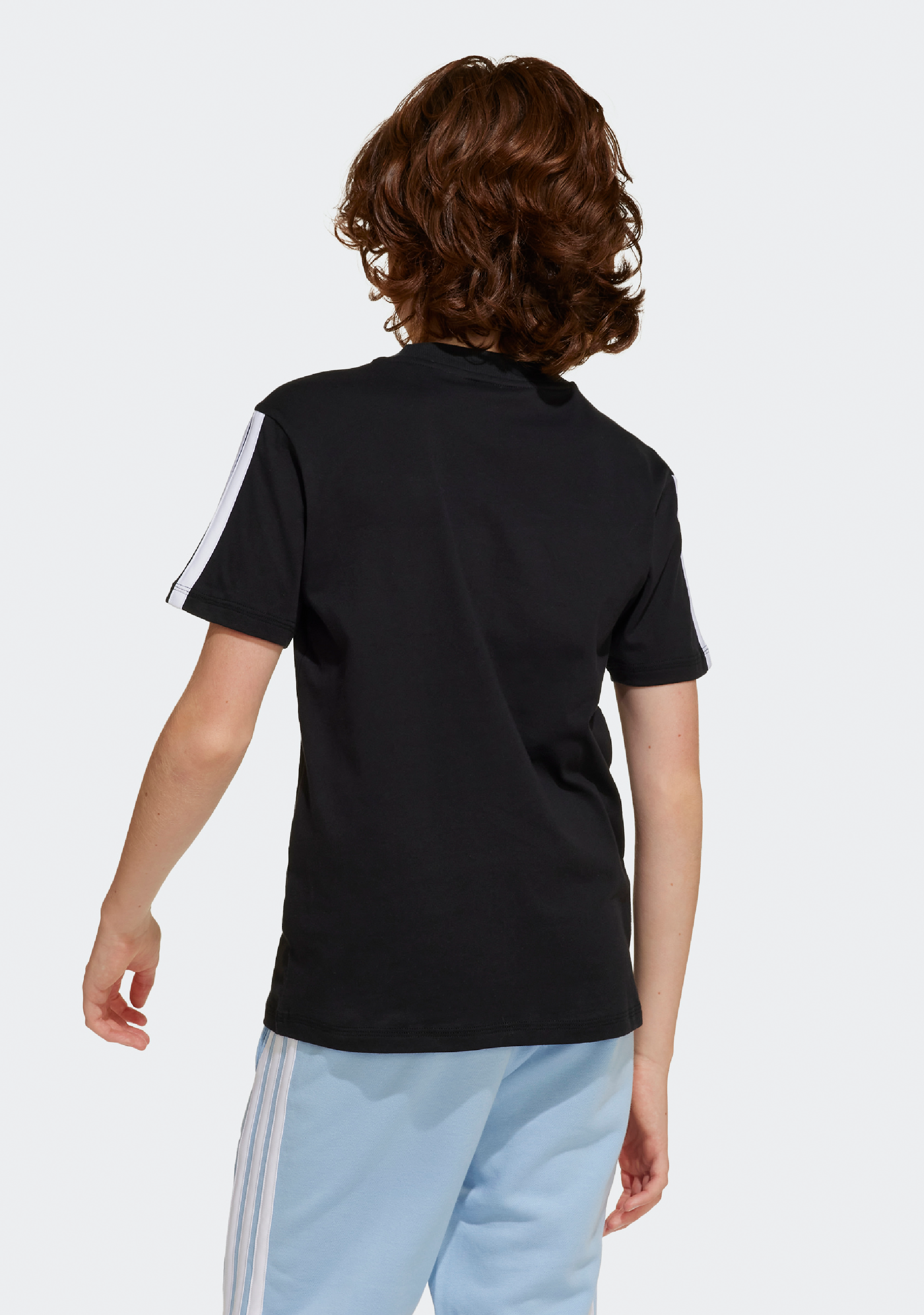 Adidas Kids' 3 Stripe Essentials Short Sleeve T-Shirt - Comfortable Cotton Tee for Boys & Girls - Perfect for School, Play & Everyday Wear