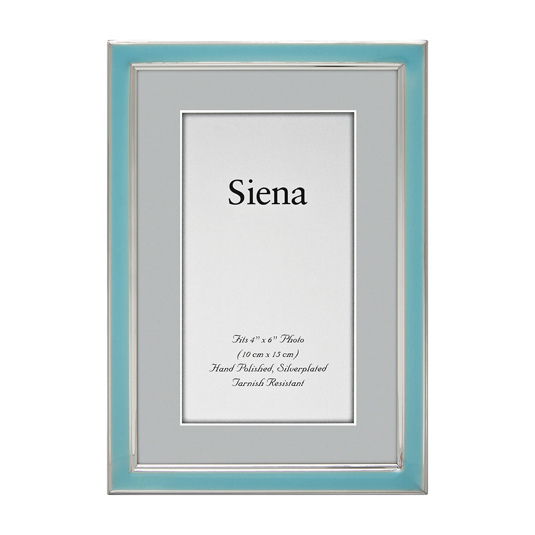 4x6 Baby Blue Enamel Silver Plated Photo Frame - Perfect for Nursery Decor, Wedding Gifts & Home Display