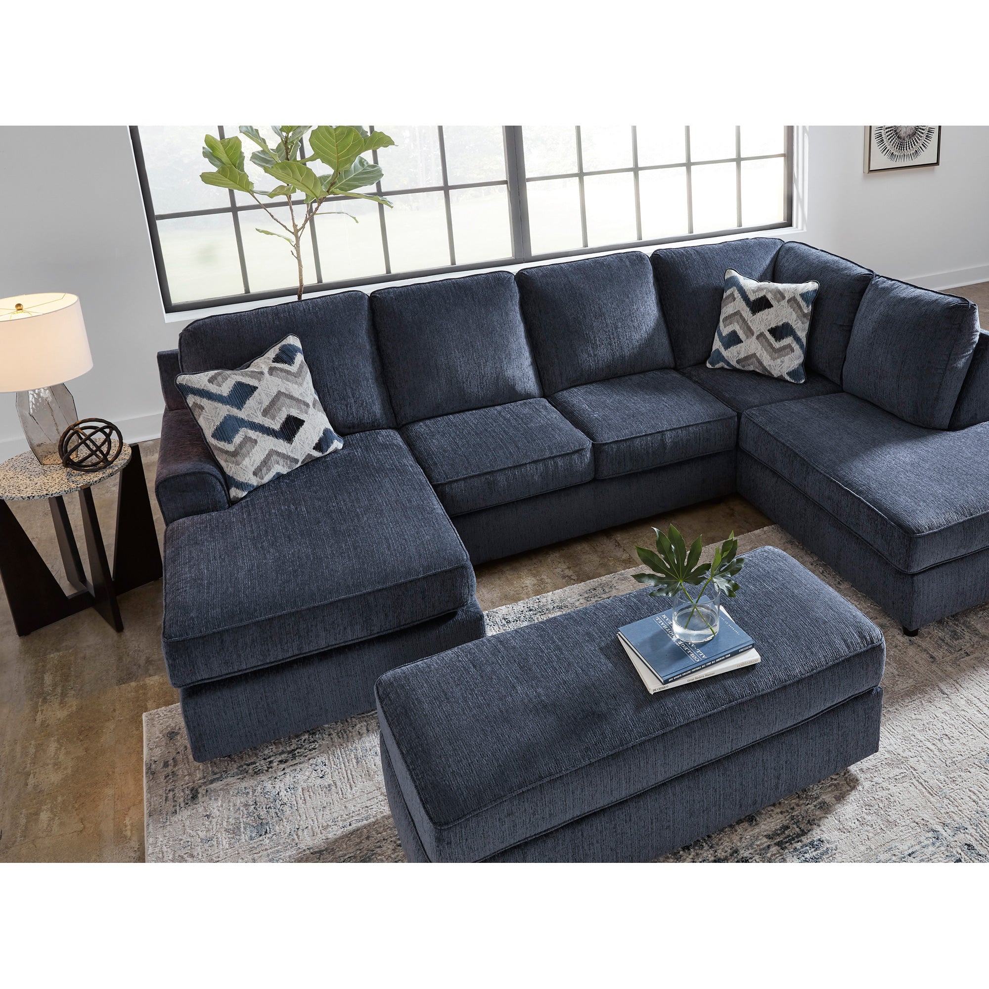 Albar Place Sectional Sofa with Ottoman - Modern L-Shaped Couch Set for Living Room, Lounge & Family Room Comfort