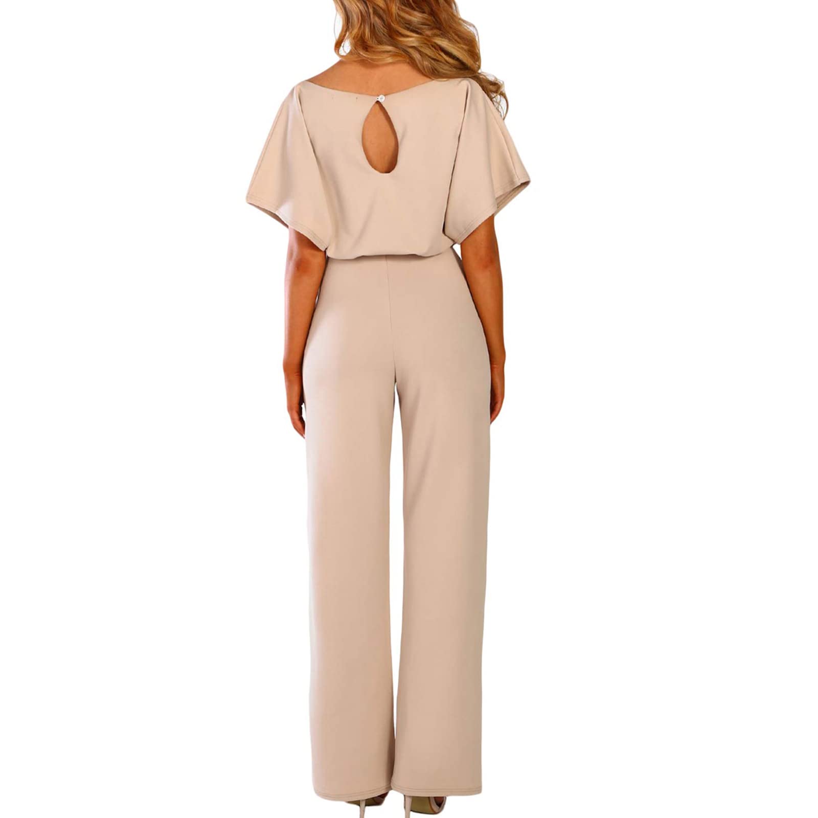 NIKDUCK Women's Elegant High Waist Wide Leg Jumpsuit - Casual Short Sleeve Romper for Party, Club & Summer Outings | Perfect for Date Night, Beach Vacations & Cocktail Events