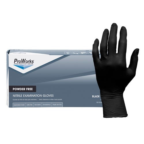 Adenna ProWorks Black Nitrile Exam Gloves - 5 MIL Thick, Box of 100 - Disposable Medical Gloves for Healthcare, Tattoo, Food Handling & Cleaning