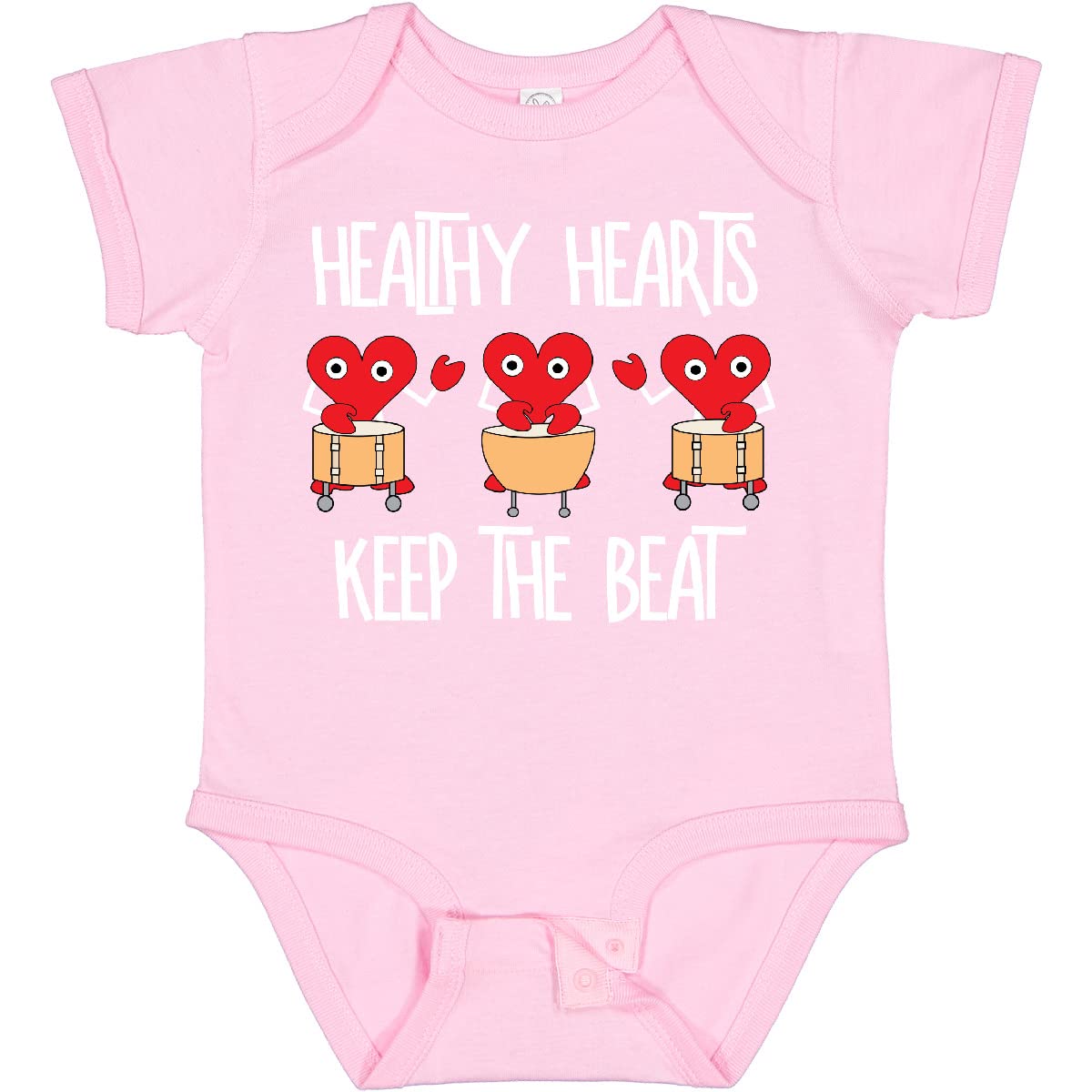 Inktastic Healthy Hearts White Text Baby Bodysuit - Cute Infant Onesie for Boys & Girls | Perfect for Valentine's Day, Family Photos & Newborn Gifts
