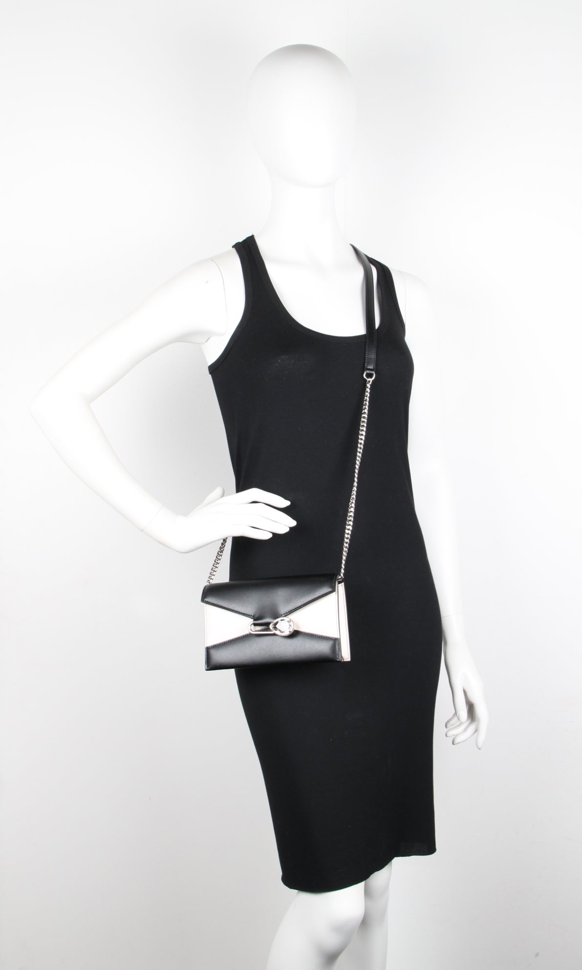 Stylish Pin Shoulder Bag Small - Bi-Color Black & Silver Crossbody Purse for Women | Perfect for Everyday Use, Travel, and Parties