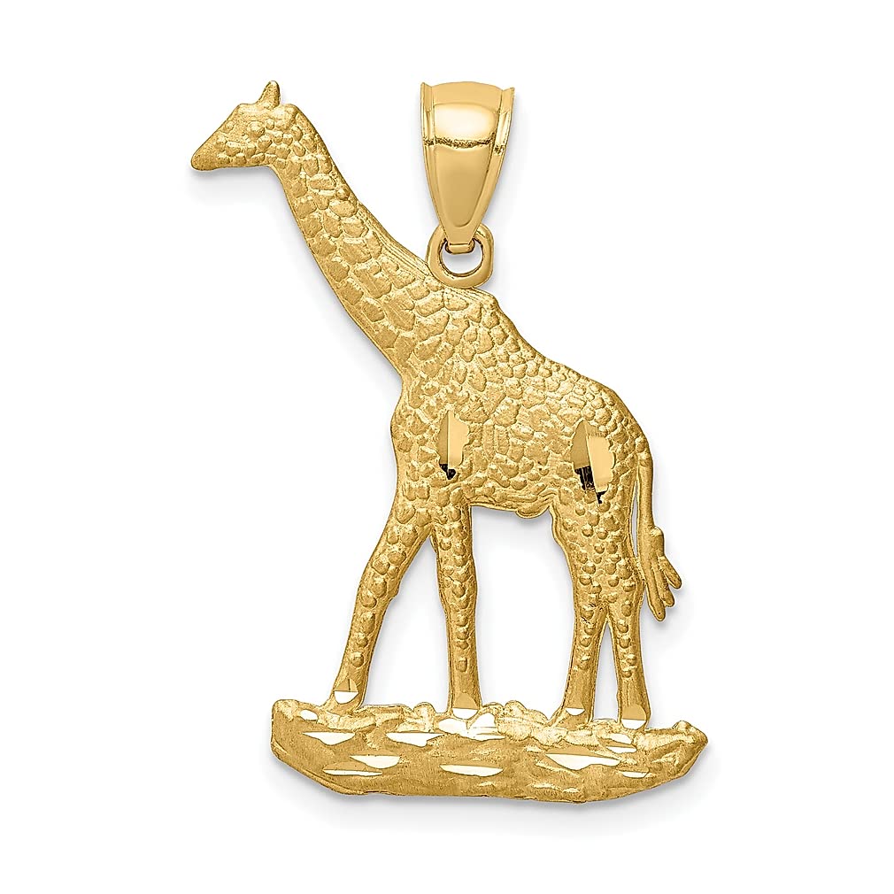 14K Gold Diamond-Cut Giraffe Pendant Necklace - Elegant Animal Jewelry for Women, Perfect Gift for Her - Ideal for Birthday, Anniversary & Everyday Wear