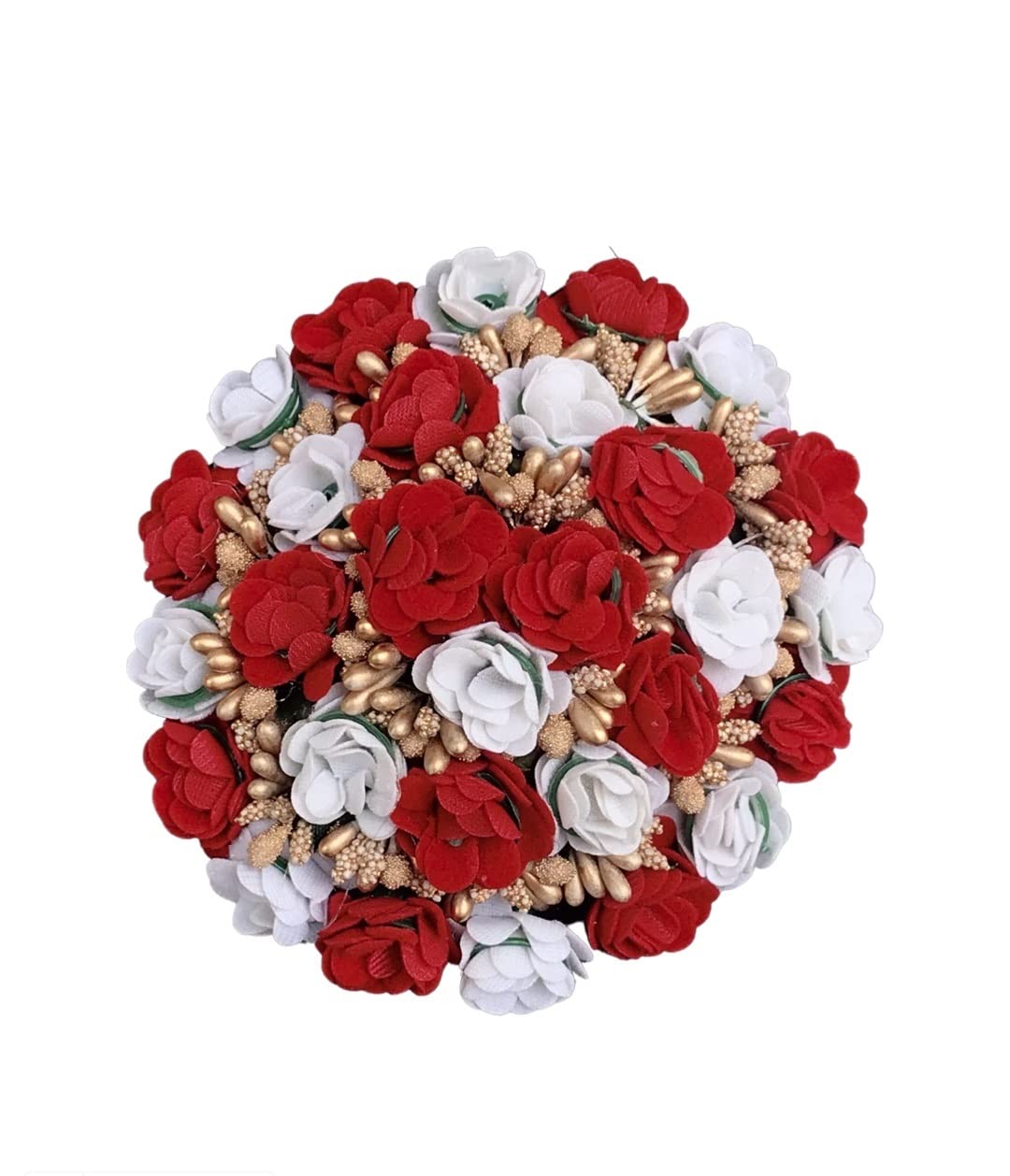 Arooman™ Bridal Hair Jewelry - White & Red Floral Gajra Hair Accessories for Women & Girls (Pack of 1) - Perfect for Weddings, Indian Festivals & Special Occasions
