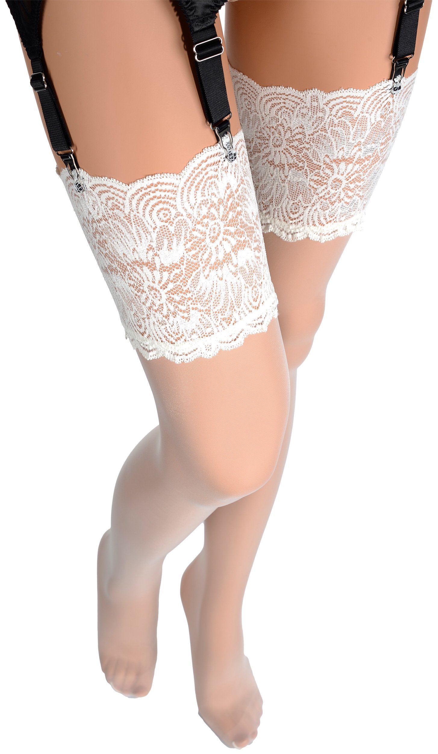 Eleonora 30 Denier Soft Luxury Deep Lace Top Stockings - Elegant Sheer Tights for Women, Comfortable & Stretchy, Perfect for Weddings, Parties & Special Occasions