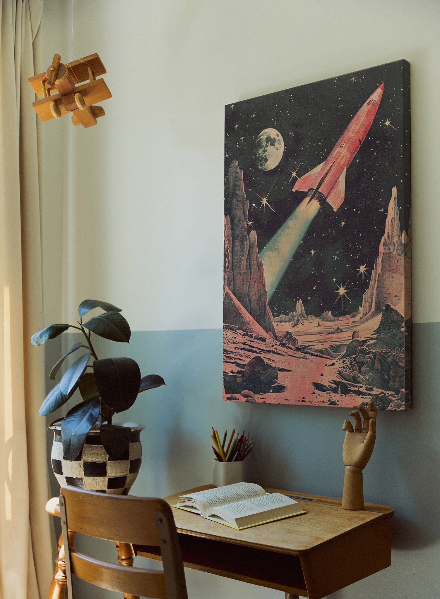 Intergalactic Adventures Canvas Wall Art - Space Exploration Galaxy Themed Decor for Living Room, Bedroom & Office
