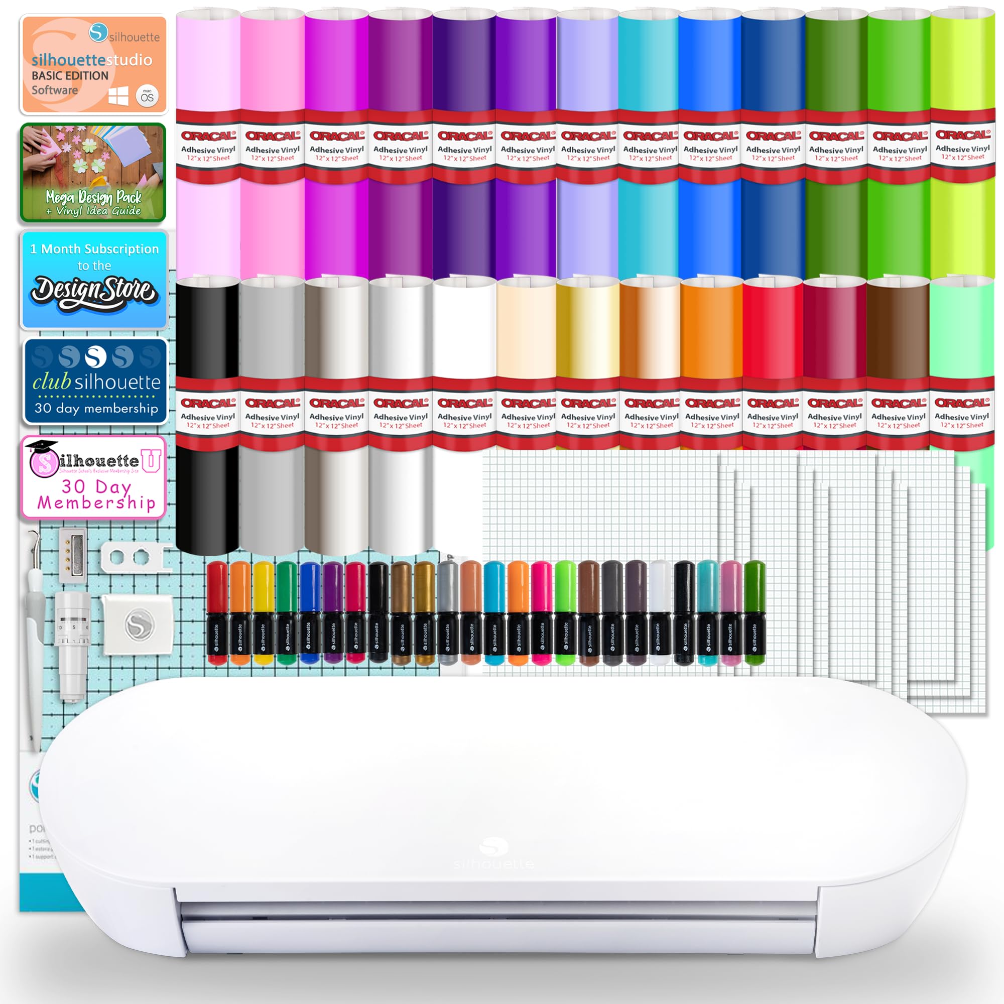 Silhouette Portrait 4 Vinyl Cutting Machine with Premium 651 Vinyl Sheets, Sketch Pens, Tools & Design Software - Perfect for DIY Crafts, Sign Making, Home Decor & Personalized Gifts