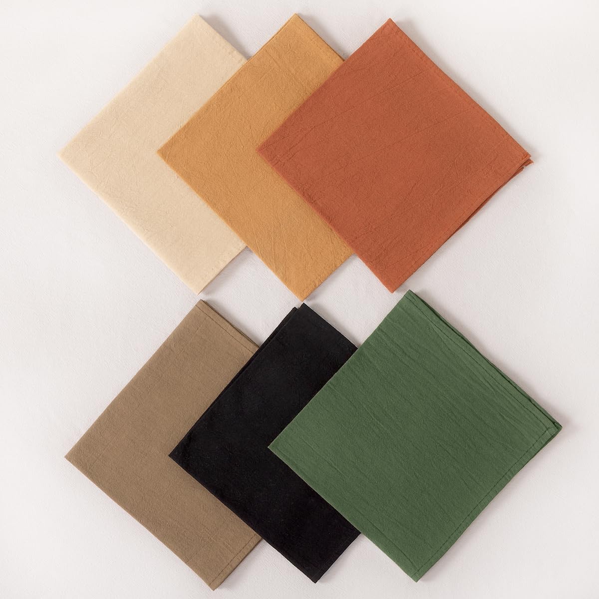 Premium Olive Green Linen Napkins - Set of 4 Washable 17