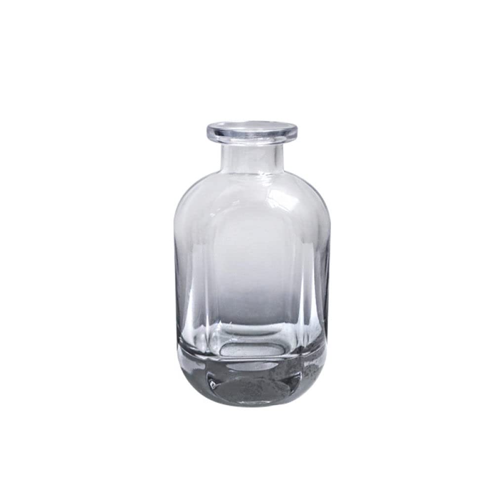 HUANSUN Nordic Glass Table Vase - Mini Hydroponic Planter for Home & Office Decor, Aromatherapy Diffuser, Flower Container with Gradient Grey Design - Perfect for Desktop, Living Room, Bedroom and Gift Giving