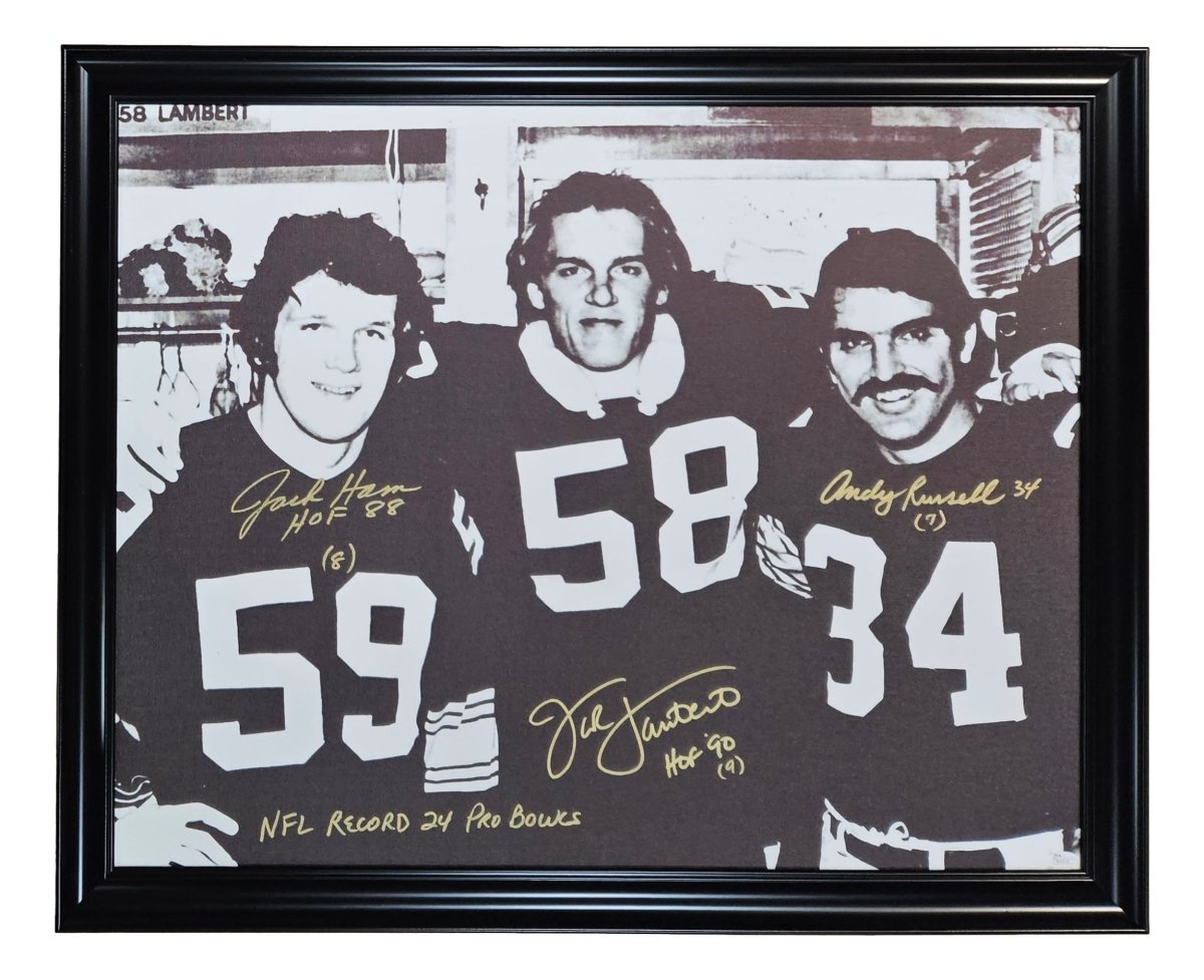 Ham Lambert Russell Signed Framed 22x28 Steelers Canvas with JSA Hologram - Authentic NFL Memorabilia for Sports Fans & Collectors | Perfect for Man Cave, Game Room Decor or Gift for Steelers Fans