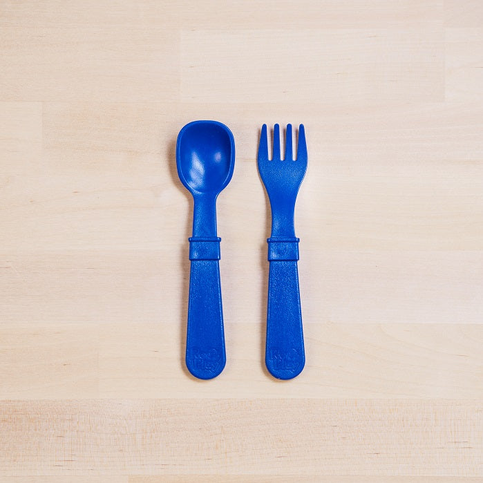 Re Play Fork & Spoon Set - BPA-Free Toddler Utensils for Kids - Durable Plastic Baby Feeding Set for Travel, Daycare & Home Use