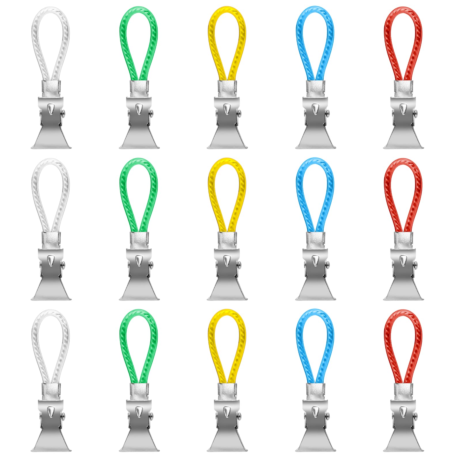 Mozeat Lens Towel Clips - 4 Pack Hanging Towel Clips with Loop for Kitchen, Bathroom, Cupboard - Durable Stainless Steel Tea Towel Hooks for Home Organization (Perfect for Hanging Dish Towels, Hand Towels, and Aprons)