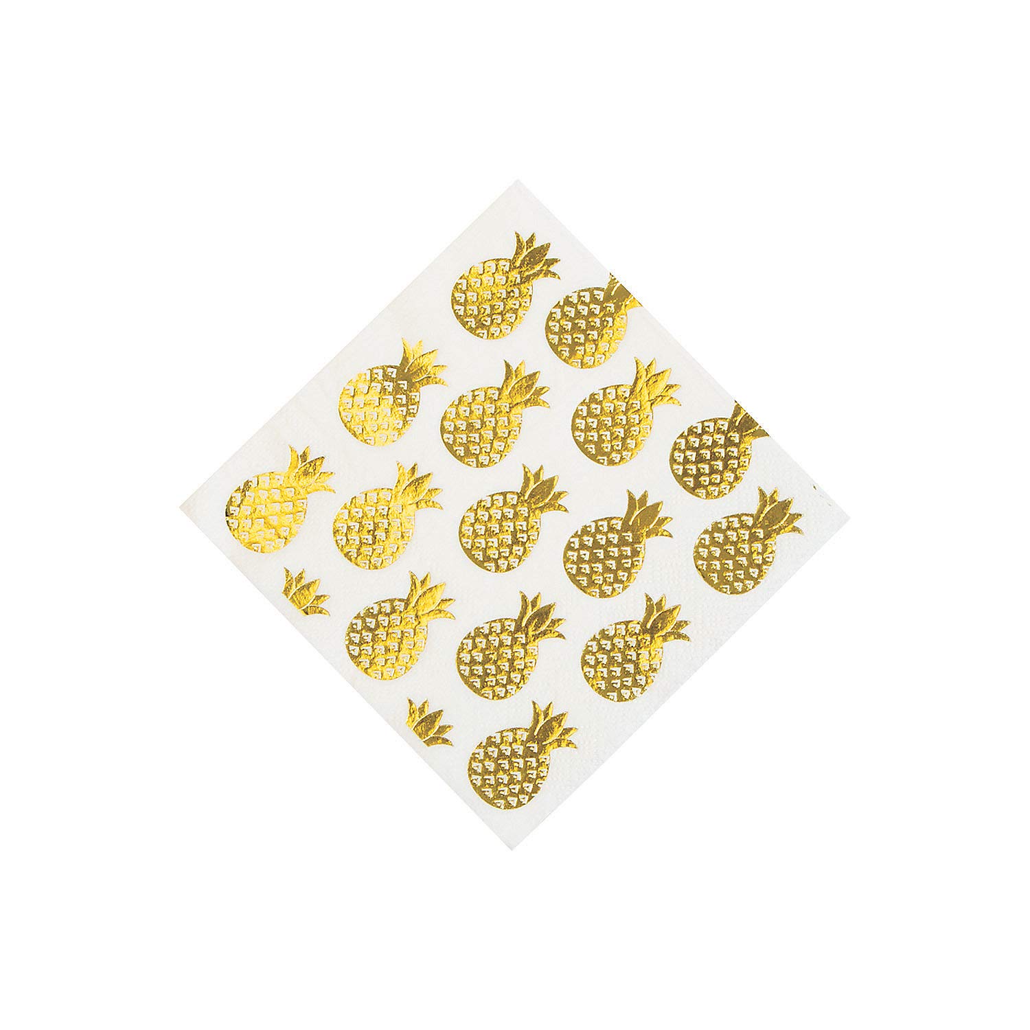 Pineapple Gold Foil Beverage Napkins - 16 Pack - Elegant Party Supplies for Weddings, Bridal Showers & Tropical Themed Events