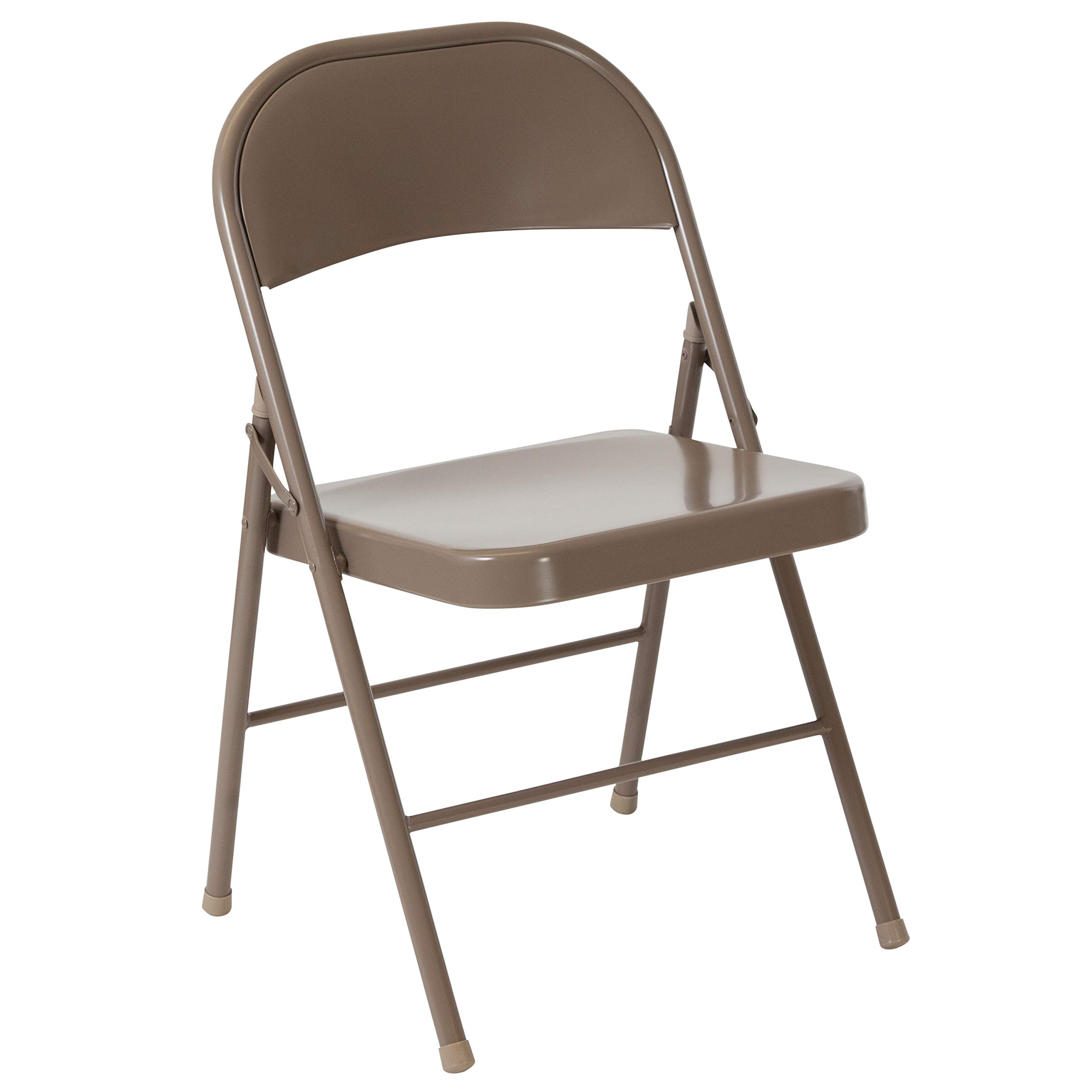 Flash Furniture HERCULES Series Heavy Duty Beige Metal Folding Chair - Double Braced Commercial Grade for Events, Parties, Weddings & Outdoor Gatherings