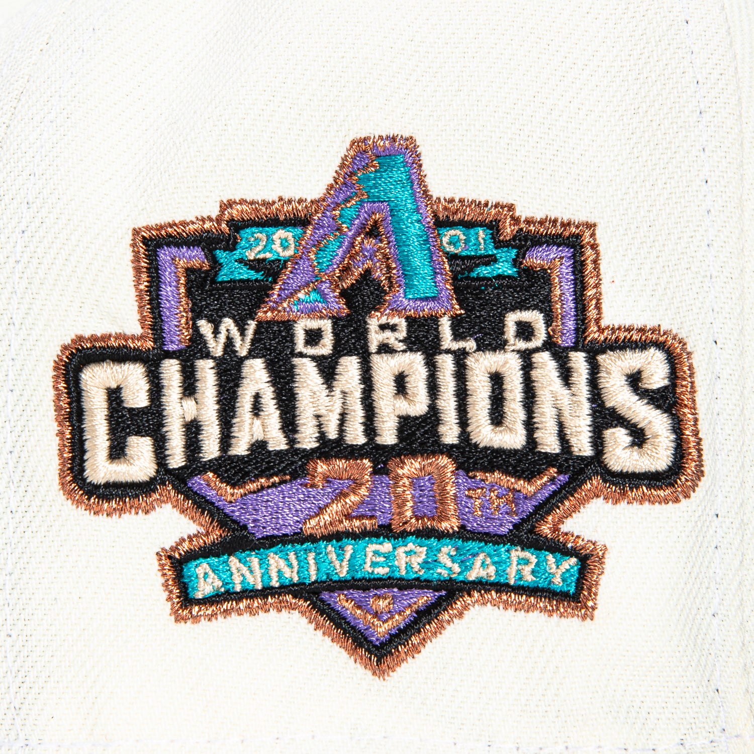 New Era 59Fifty MLB Arizona Diamondbacks 20th Anniversary Patch Snapback Hat - White & Purple Baseball Cap for Men, Women - Perfect for Games, Fan Gear, Streetwear Fashion