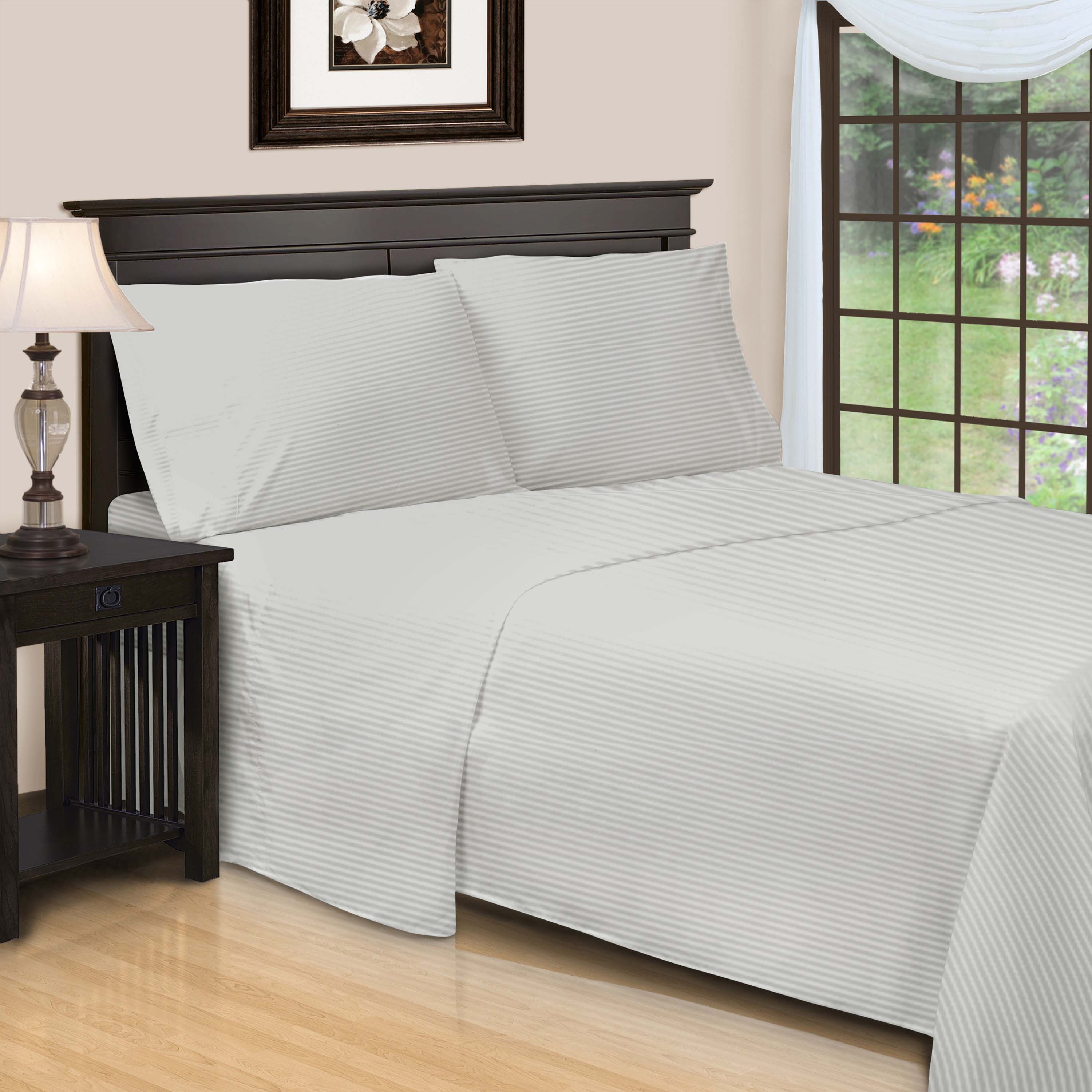 Premium 600 Thread Count Egyptian Cotton Sheet Set - Deep Pocket, Striped Design for Ultimate Comfort & Luxury - Perfect for Master Bedrooms & Guest Rooms
