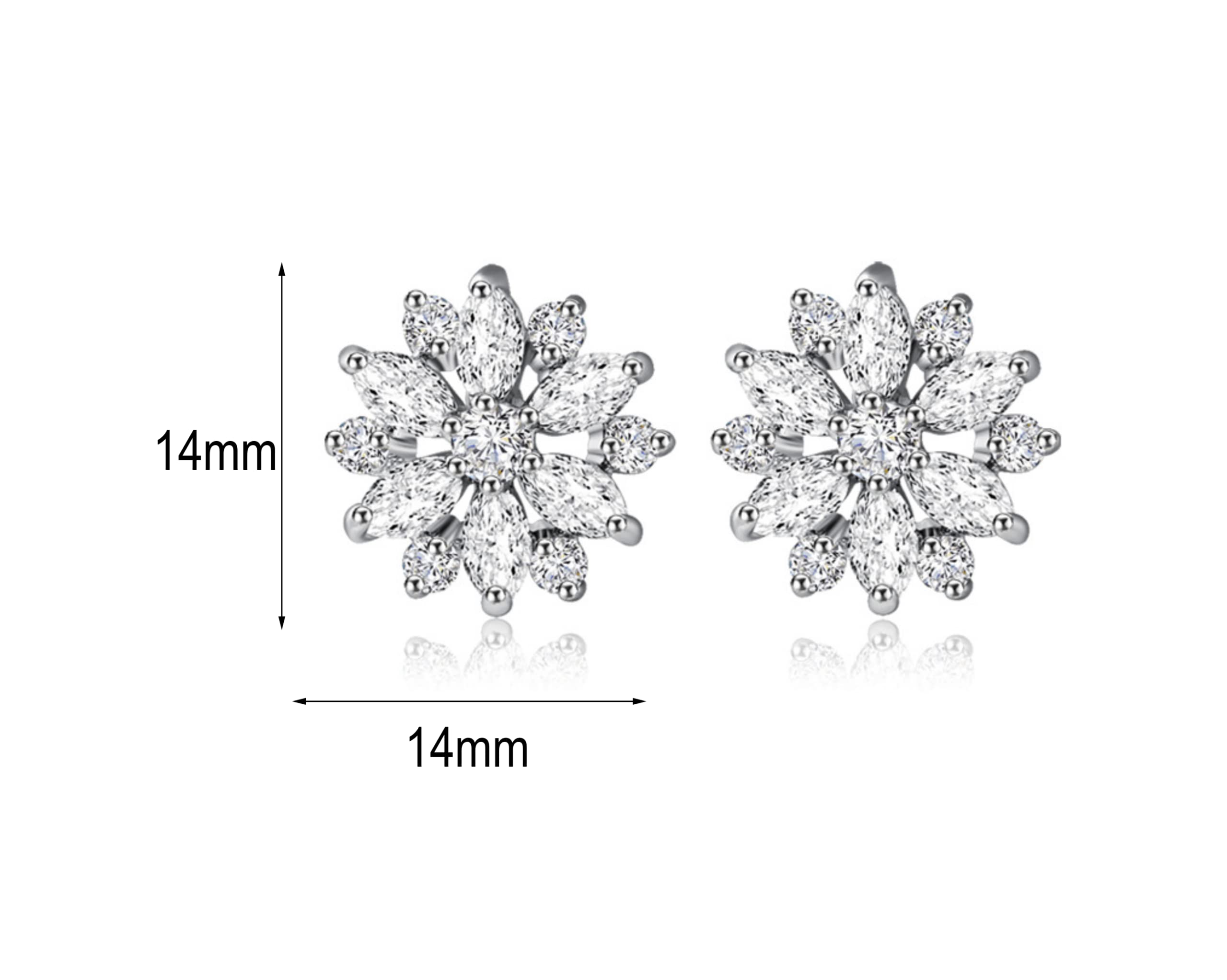 White Gold Plated Sunflower Marquise Cubic Zirconia Crystal Chandelier Rhinestone Stud Earrings for Women & Teens - Elegant Jewelry for Parties, Weddings & Everyday Wear