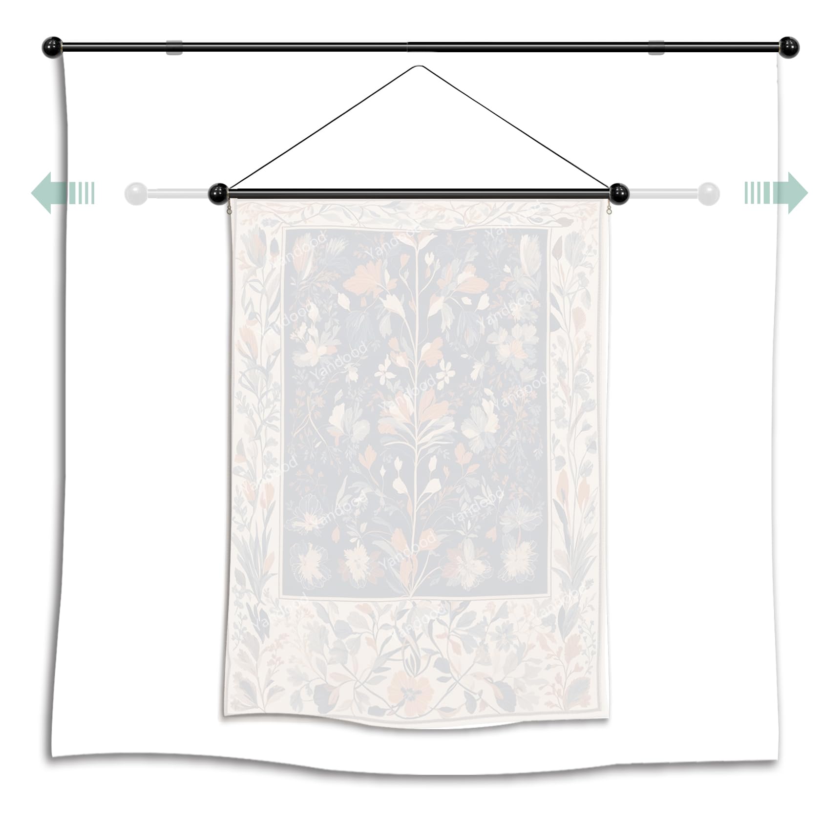Adjustable Tapestry Hanging Rod 17-32 Inch - Lightweight Wall Decor Hanger Pole for Aesthetic Tapestries, Banners & Room Decor (Black) | Perfect for Bedroom, Living Room & Dorm Decoration