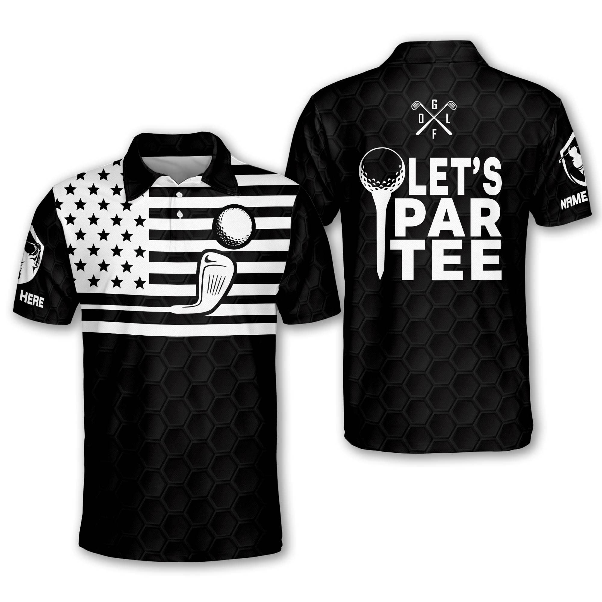 TEEMAN Personalized 3D Retirement Funny Golf Polo Shirts for Men - Moisture Wicking Short Sleeve Dry Fit Performance Shirt - Perfect for Golf Outings, Retirement Parties & Casual Wear