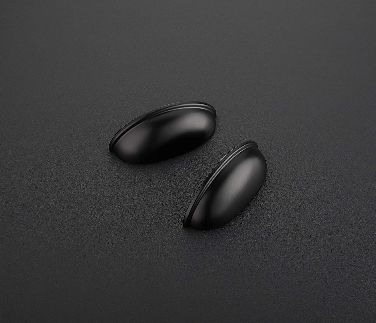 35 Pack 3 Inch Black Cabinet Drawer Pulls - Matte Flat Black Kitchen Cup Handles & Knobs for Cabinets, Dressers, Vanities - Hole Center 3