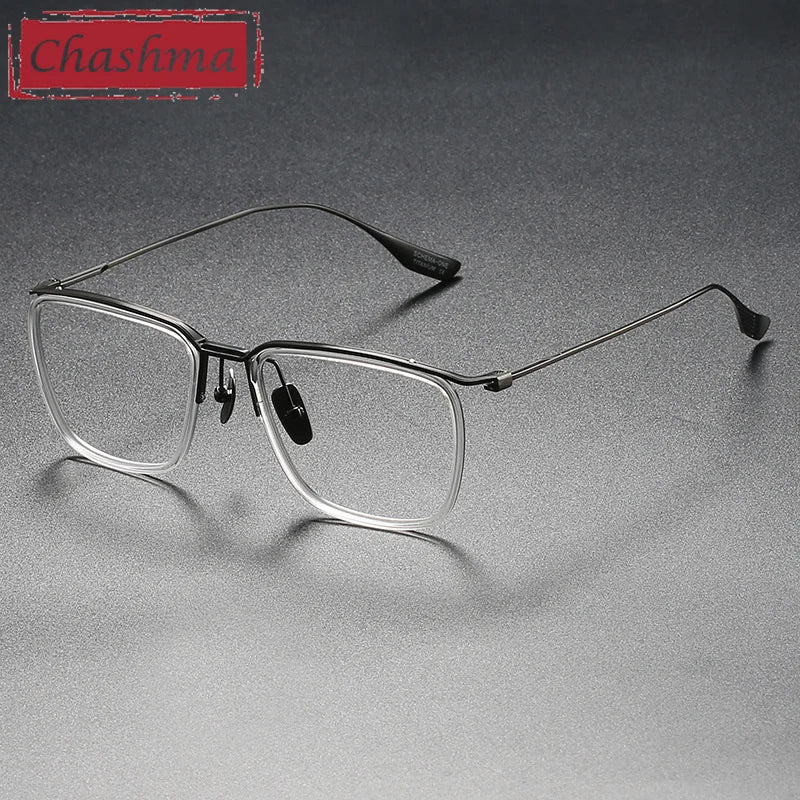Unisex Full Rim Square Titanium Acetate Eyeglasses 84106 - Lightweight & Durable Frame for Men & Women - Perfect for Office, Reading & Fashion Accessories